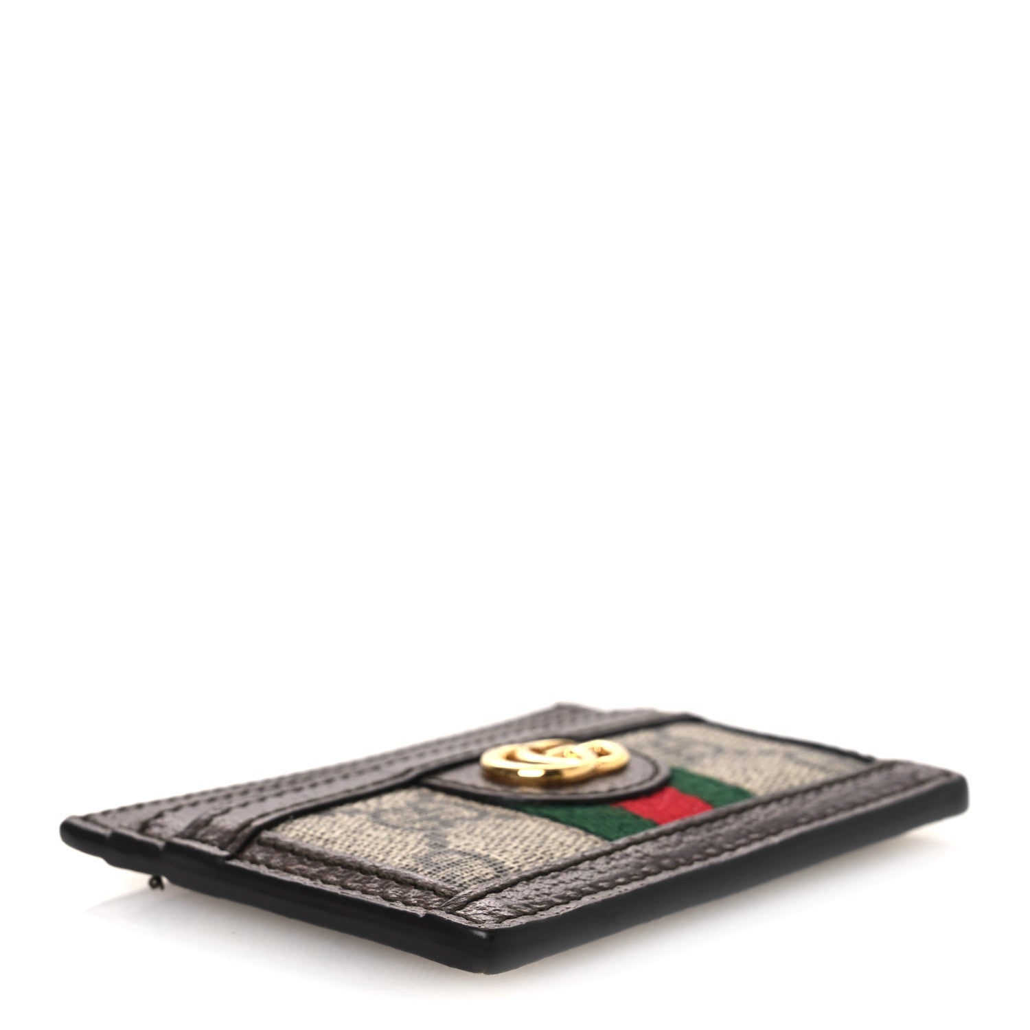 GG Supreme Monogram Textured Dollar Calfskin Ophidia Card Holder Beige Ebony New Acero