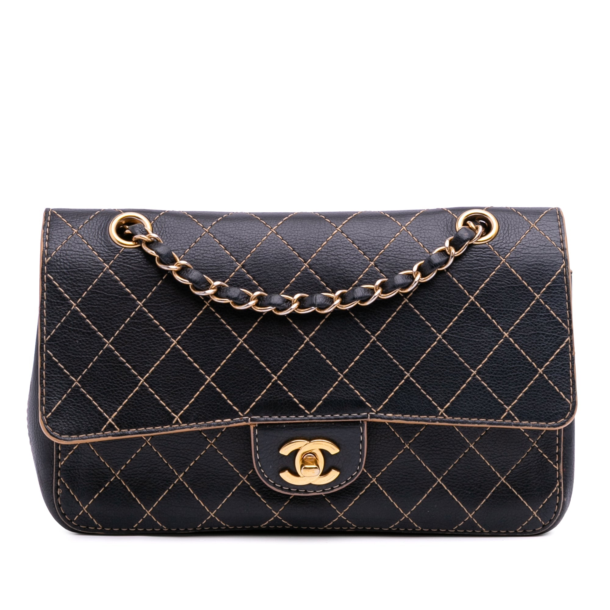 Vintage Classic Double Flap Bag Quilted Denim Medium