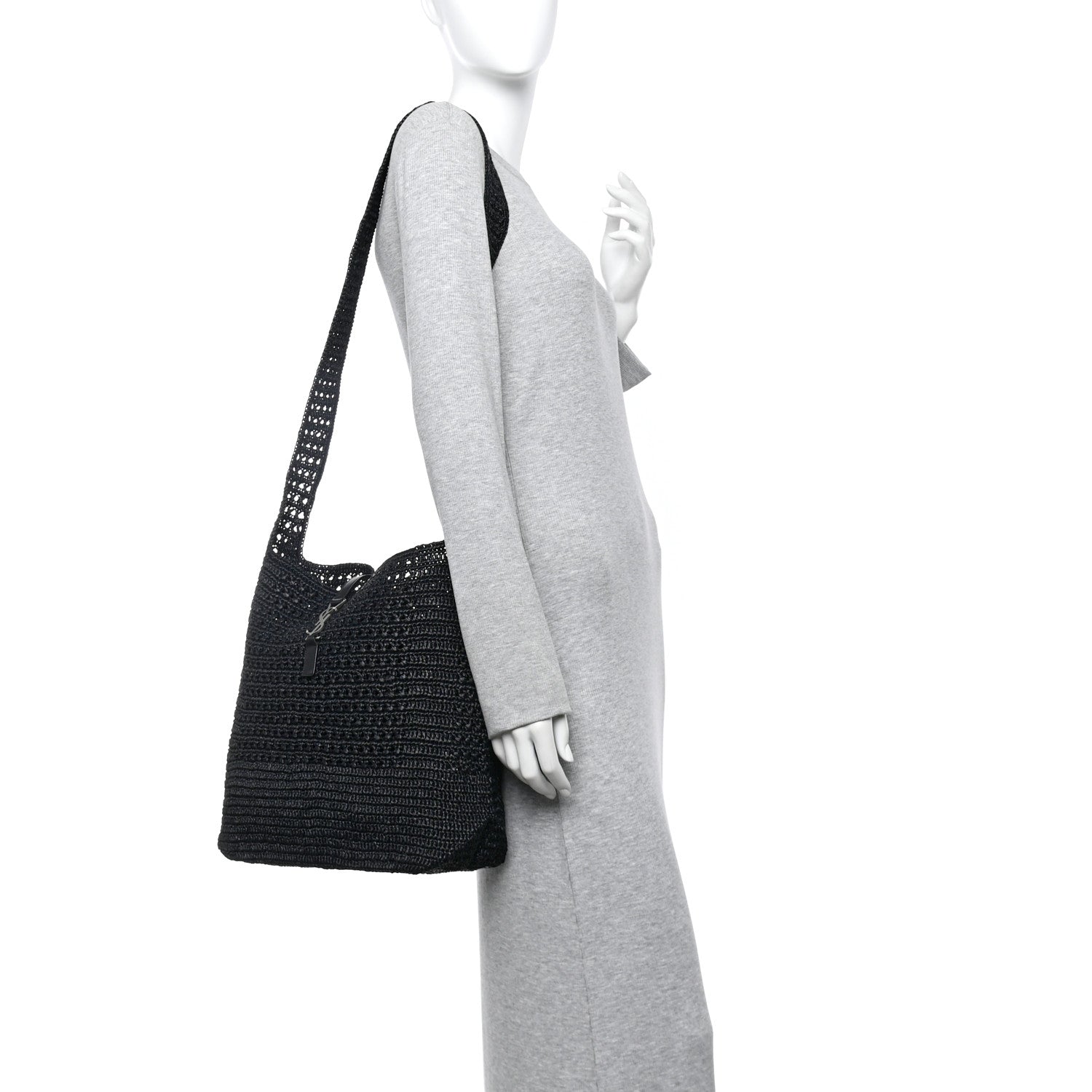 Raffia Monogram Le 5 A 7 Medium Tote Black