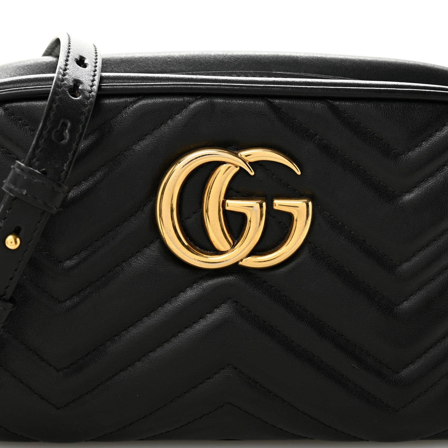 Calfskin Matelasse Small GG Marmont Chain Shoulder Bag Black