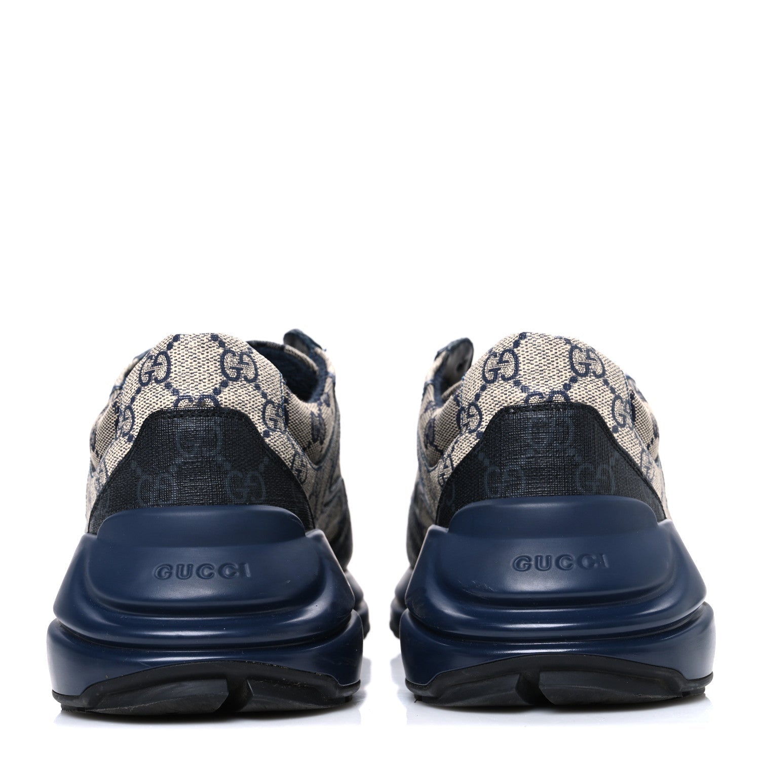 GG Supreme Monogram Mens Rhyton Sneakers 8.5 Beige Black Blue