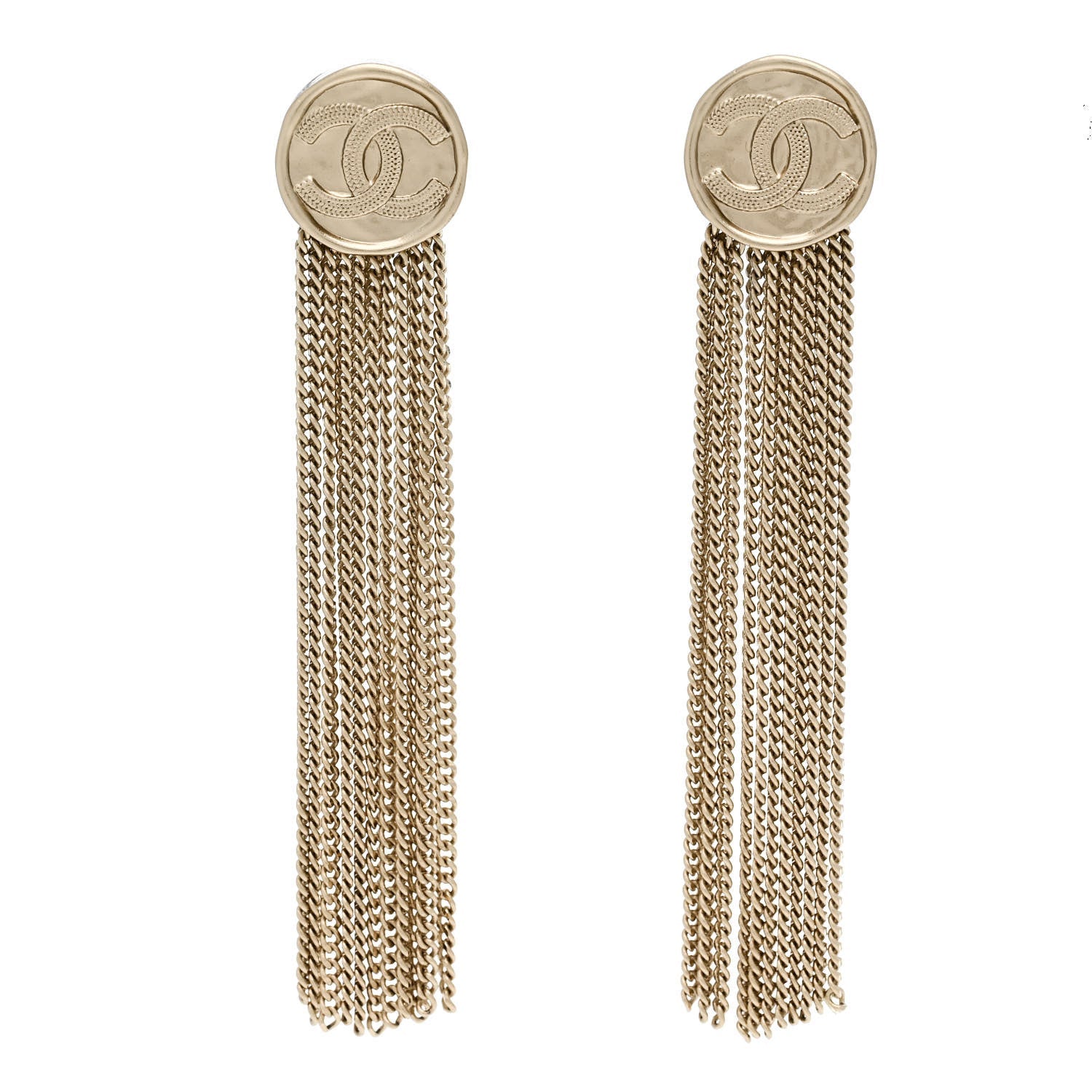 Metal CC Multi Strand Chain Drop Earrings Gold