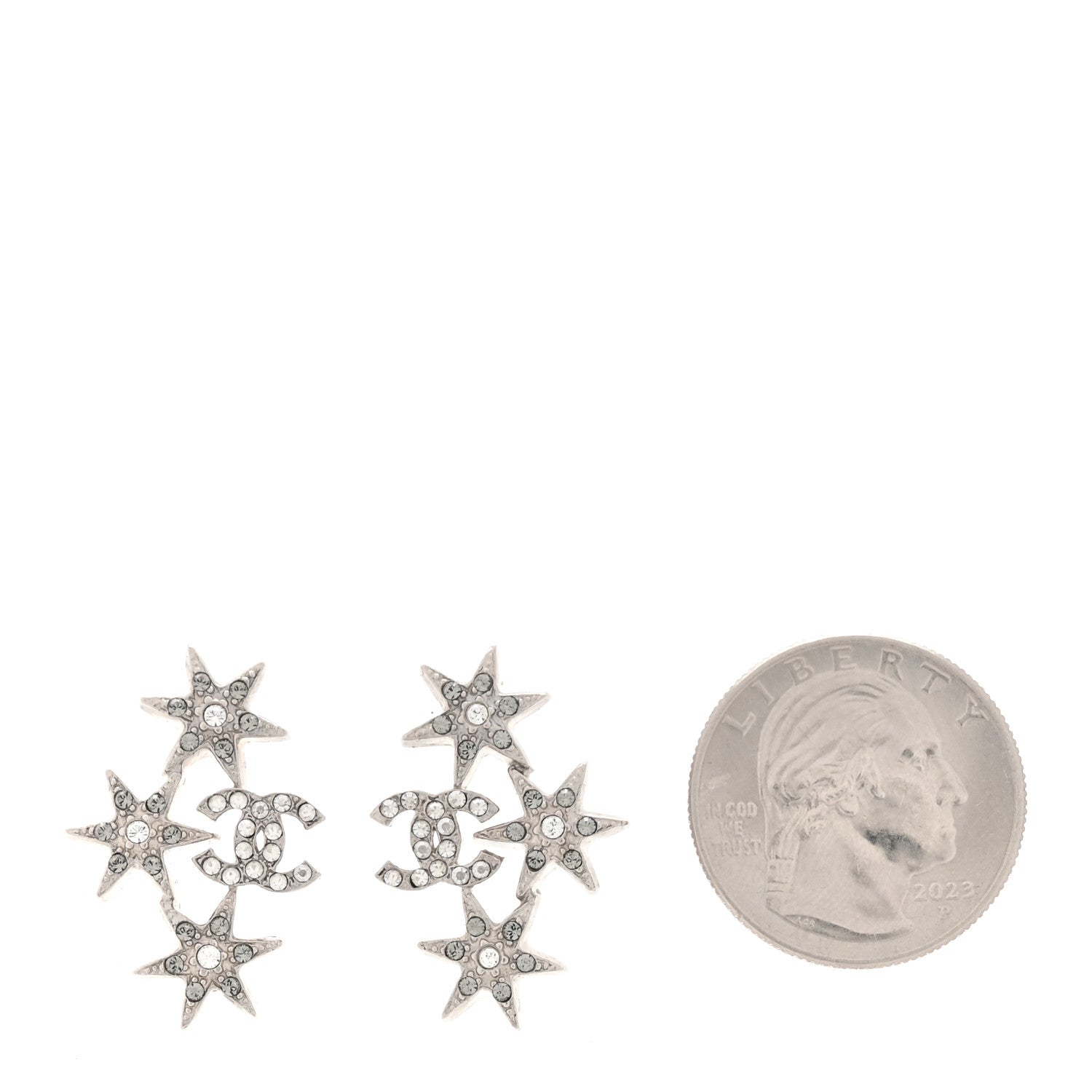 Crystal Star CC Earrings Silver