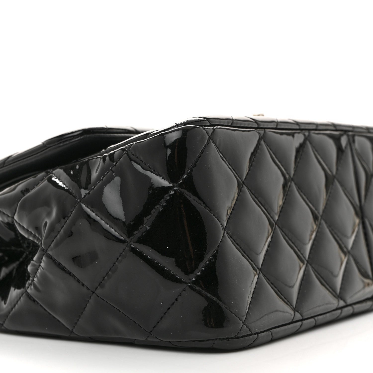 Patent Quilted Jumbo Double Flap Black