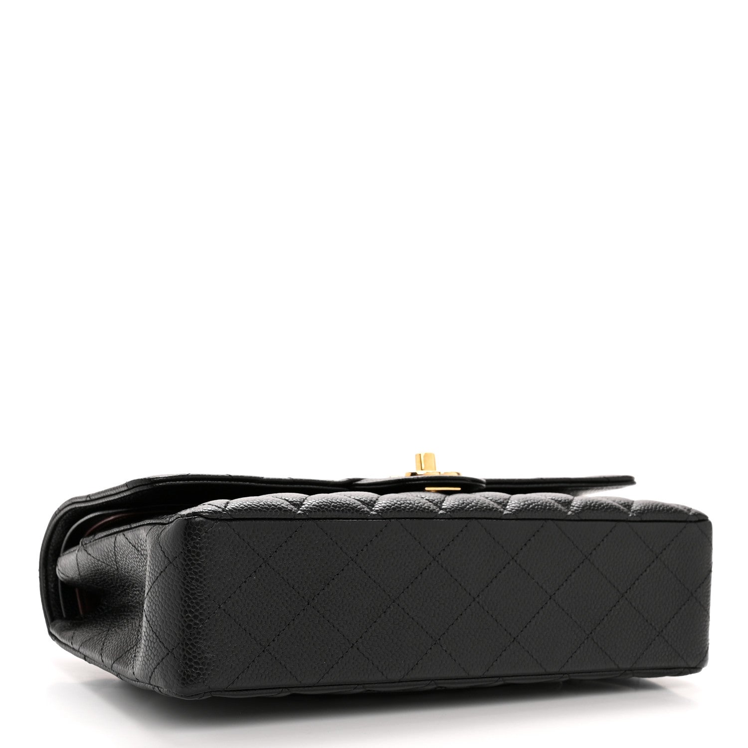 Caviar Quilted Medium Double Flap Black