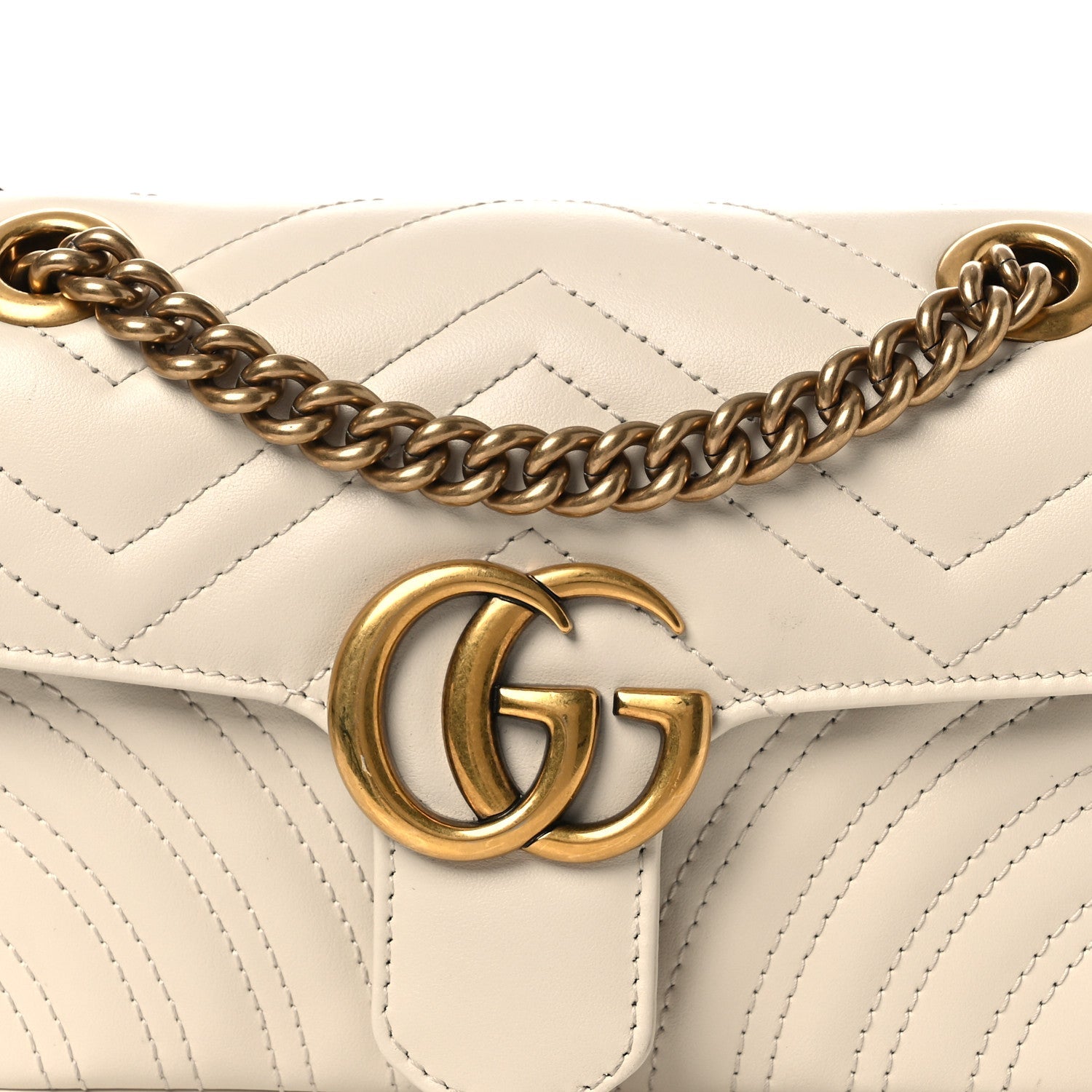 Calfskin Matelasse Mini GG Marmont Shoulder Bag White