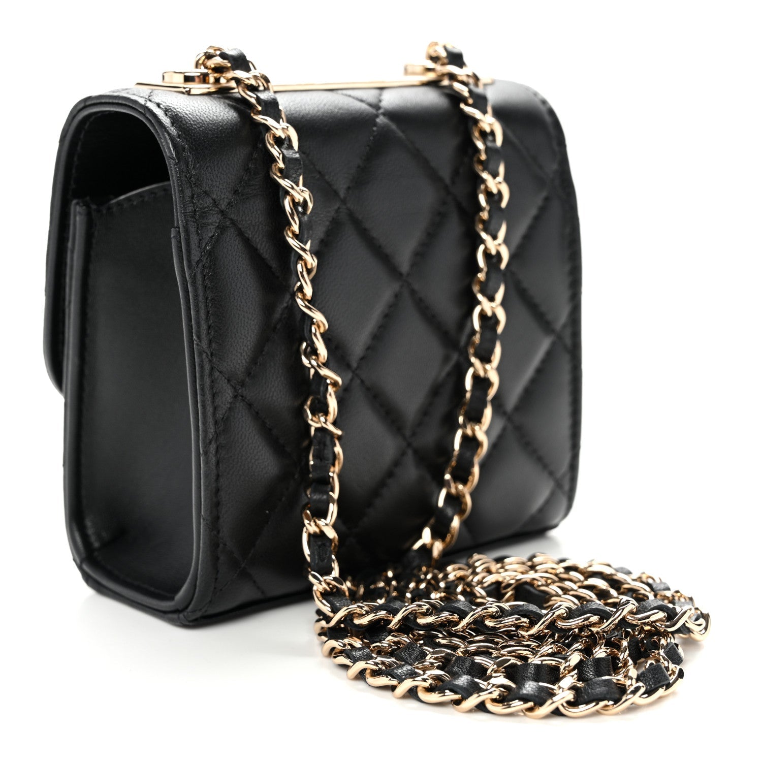 Lambskin Quilted Mini Trendy CC Clutch With Chain Red
