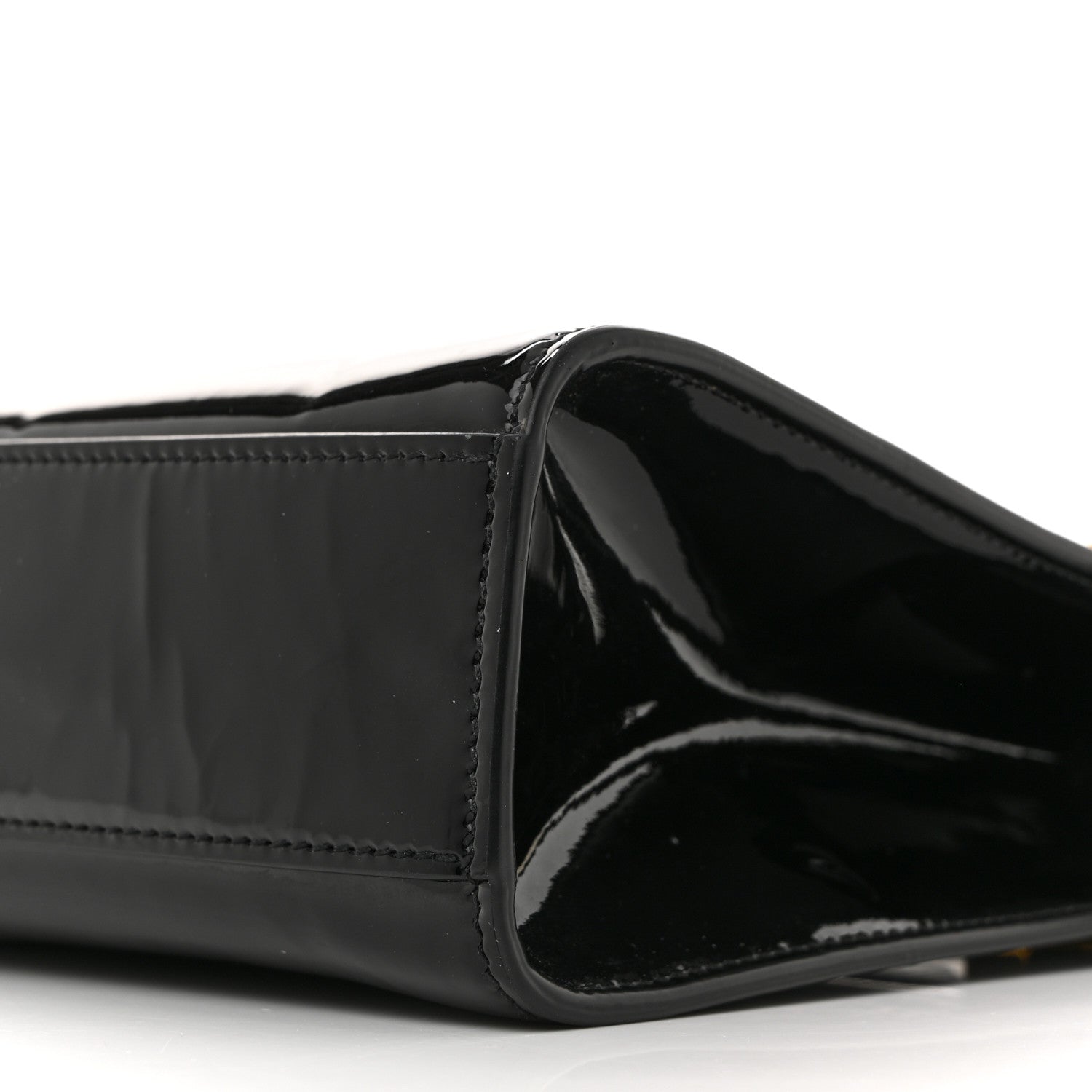 Patent Calfskin Manhattan Shoulder Bag Black