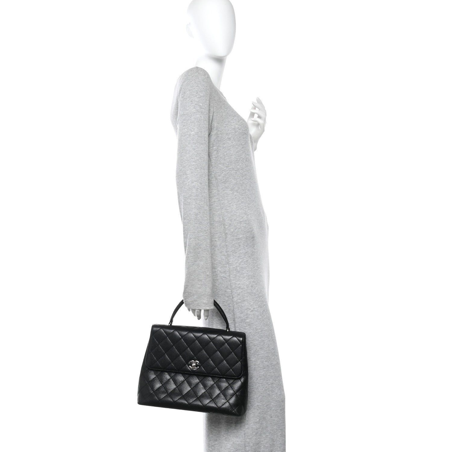 Caviar Quilted Jumbo Kelly Flap Black