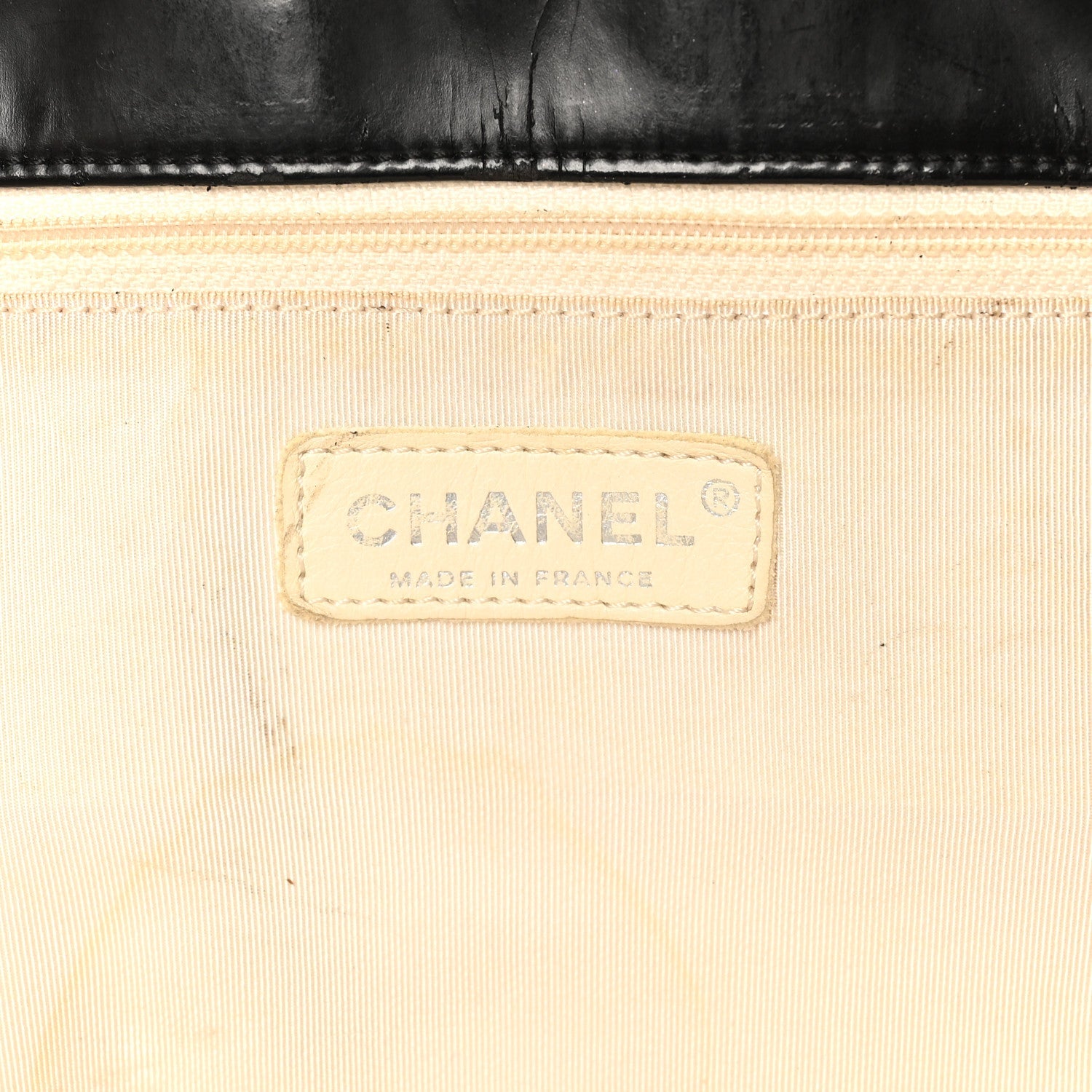 Patent Terry Cloth CC Heart Shoulder Bag Black