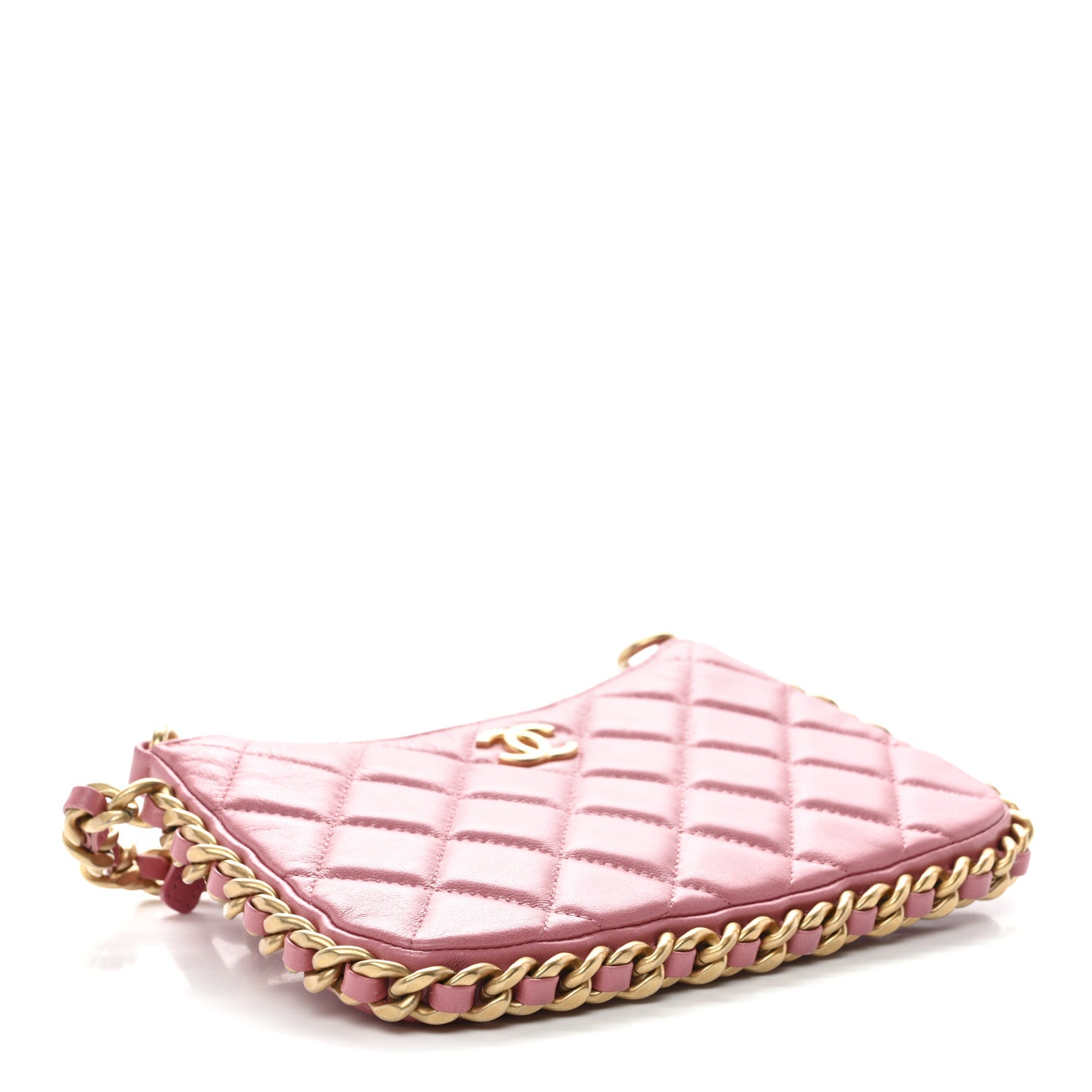 Lambskin Quilted Chain Around Top Handle Mini Bag Pink