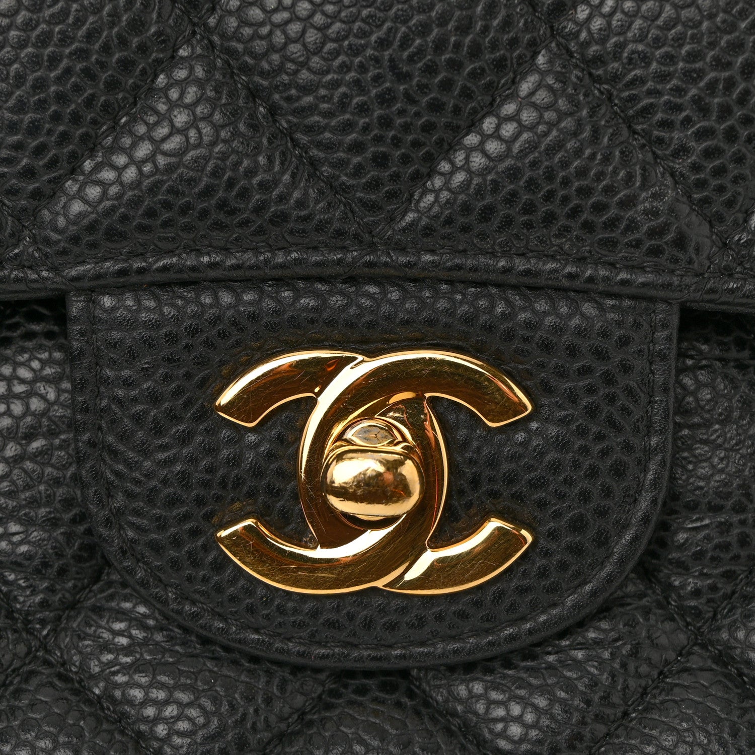 Caviar Quilted Medium Double Flap Black