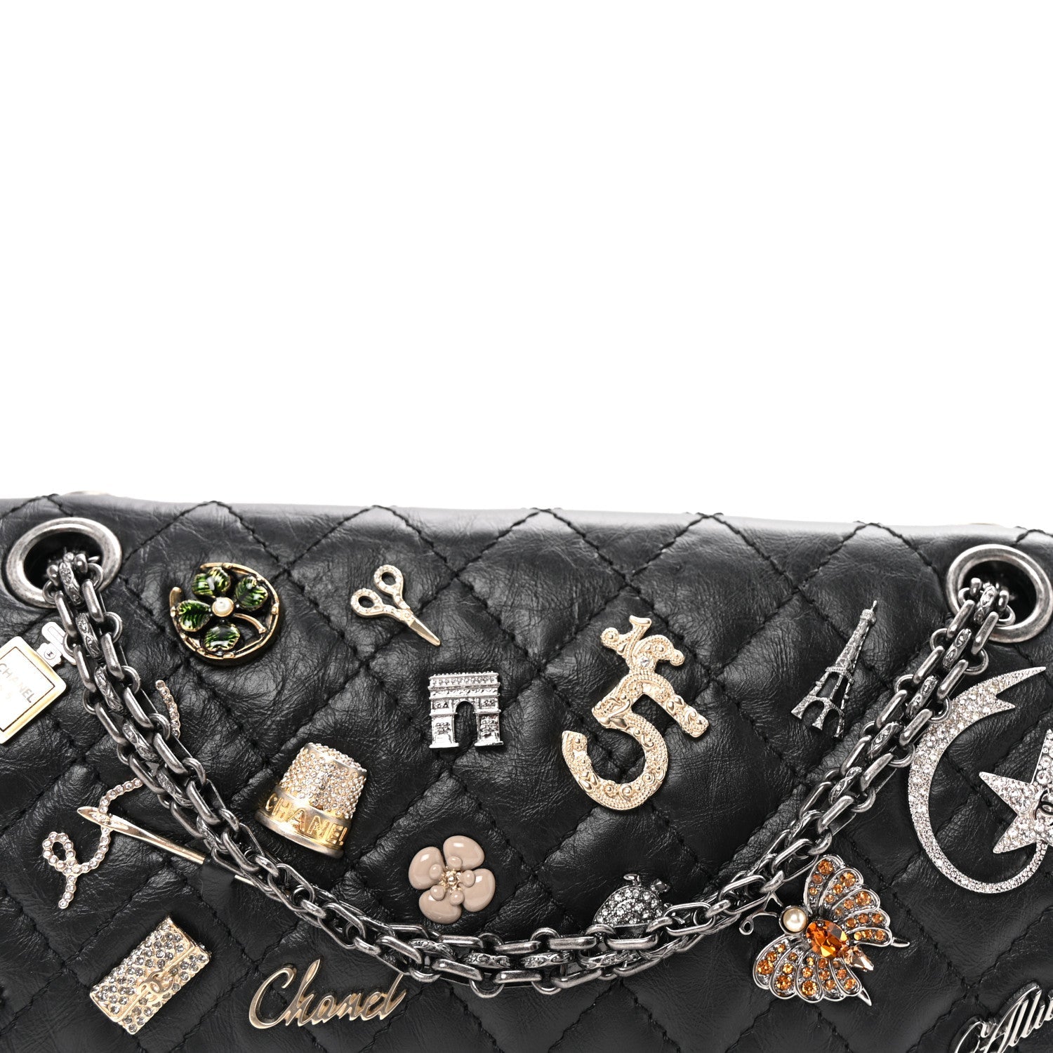Aged Calfskin Lucky Charms 2.55 Reissue 225 Flap Black