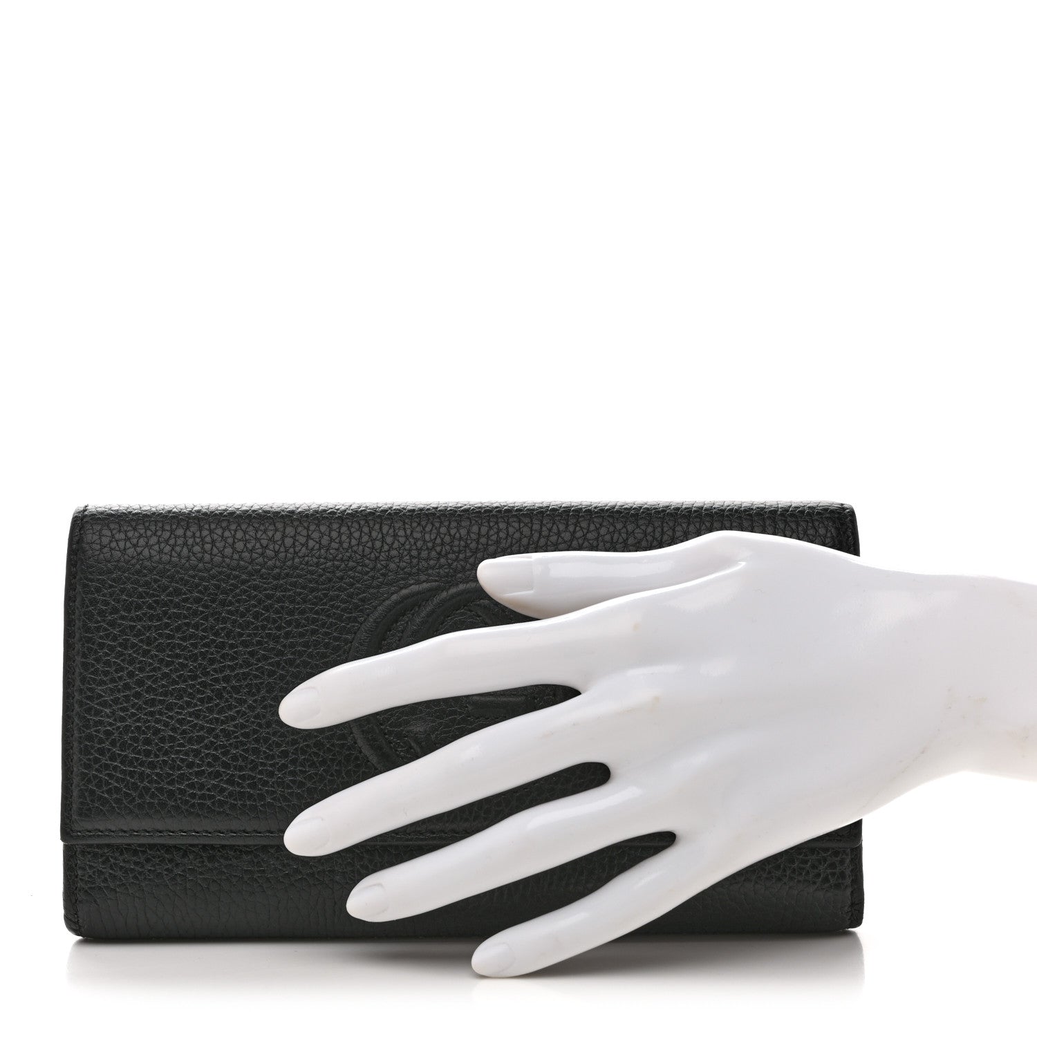 Pebbled Calfskin Large Soho Continental Wallet Black