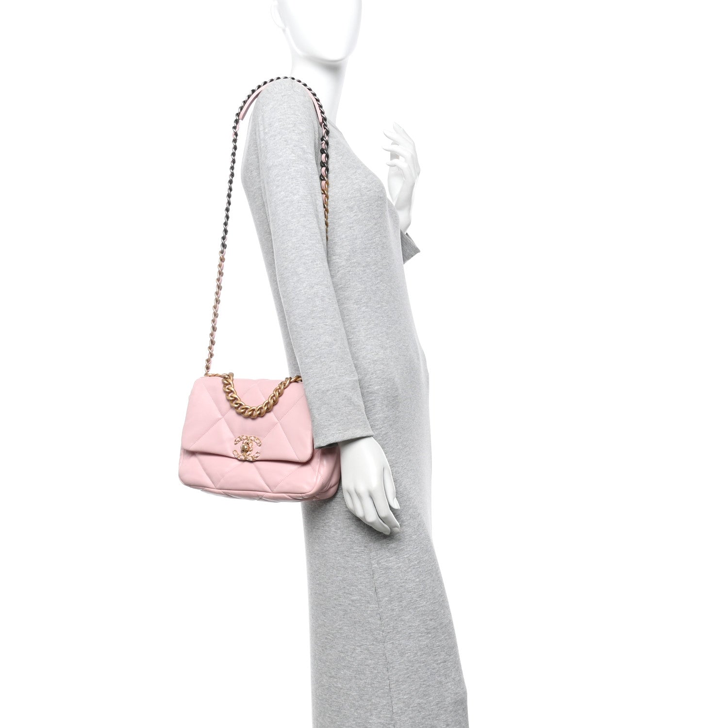 Lambskin Quilted Medium Chanel 19 Flap Light Pink