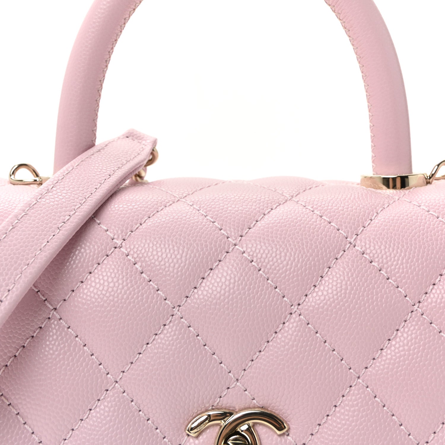 Caviar Quilted Mini Coco Handle Flap Light Pink