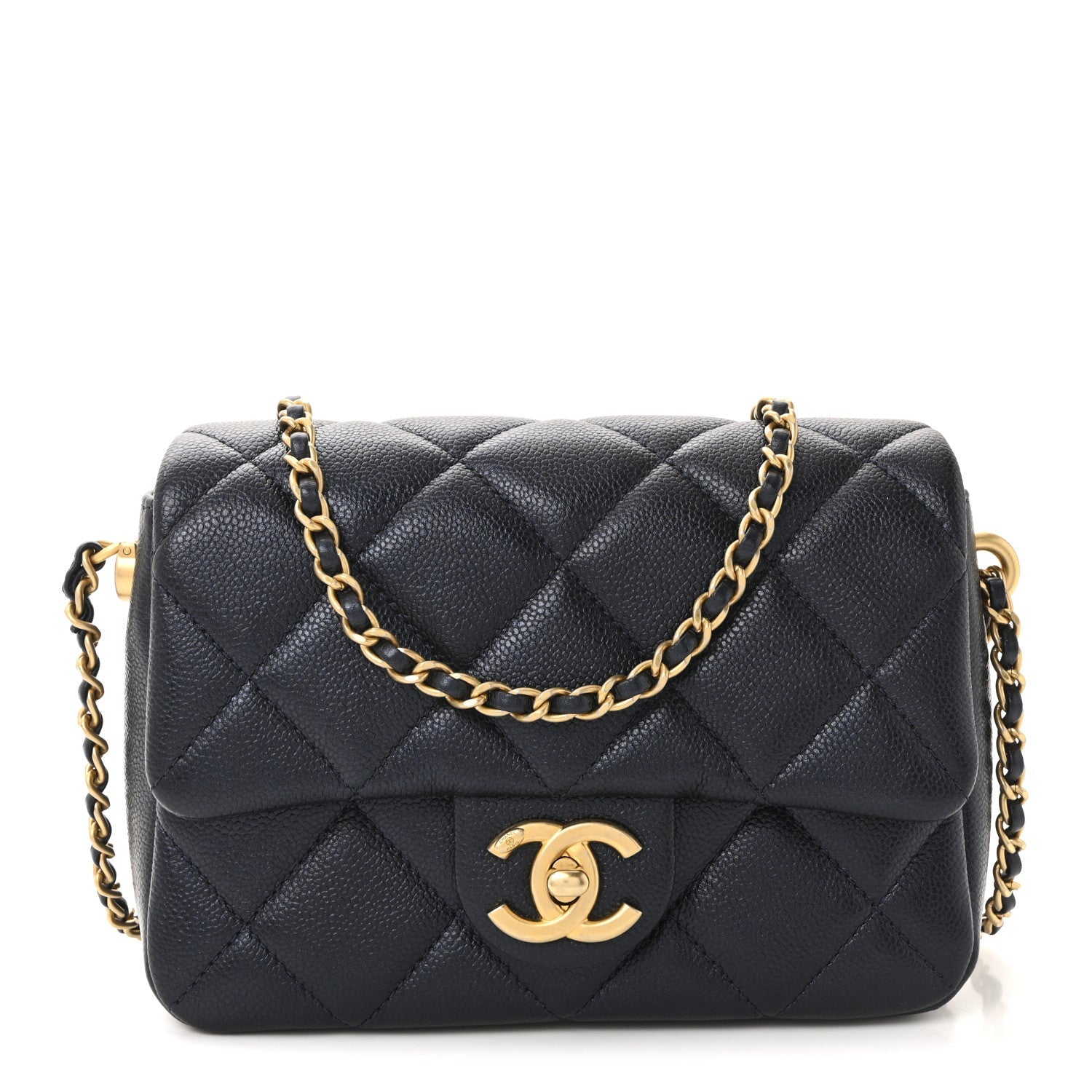 Iridescent Caviar Quilted Mini My Perfect Flap Black