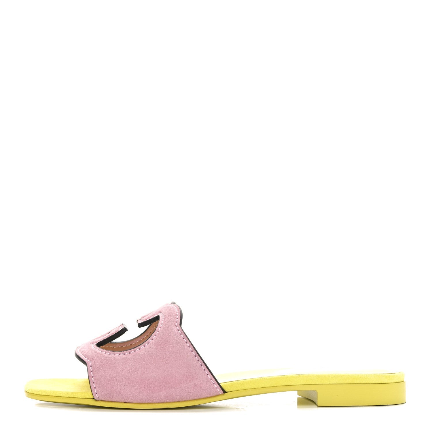 Kid Scamosciato Interlocking G Cut Out Slide Sandals 37 Dolly Pink