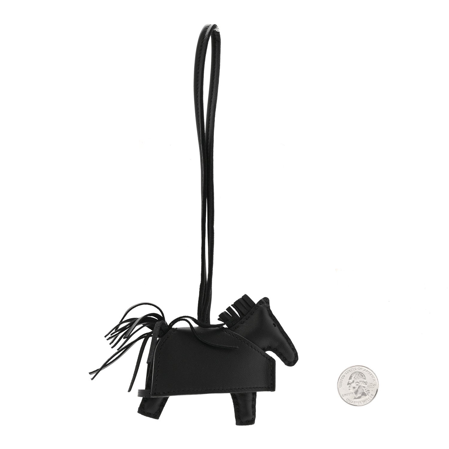 Milo Lambskin Studded Grigri Rodeo Robeo Rock Horse Bag Charm PM Black