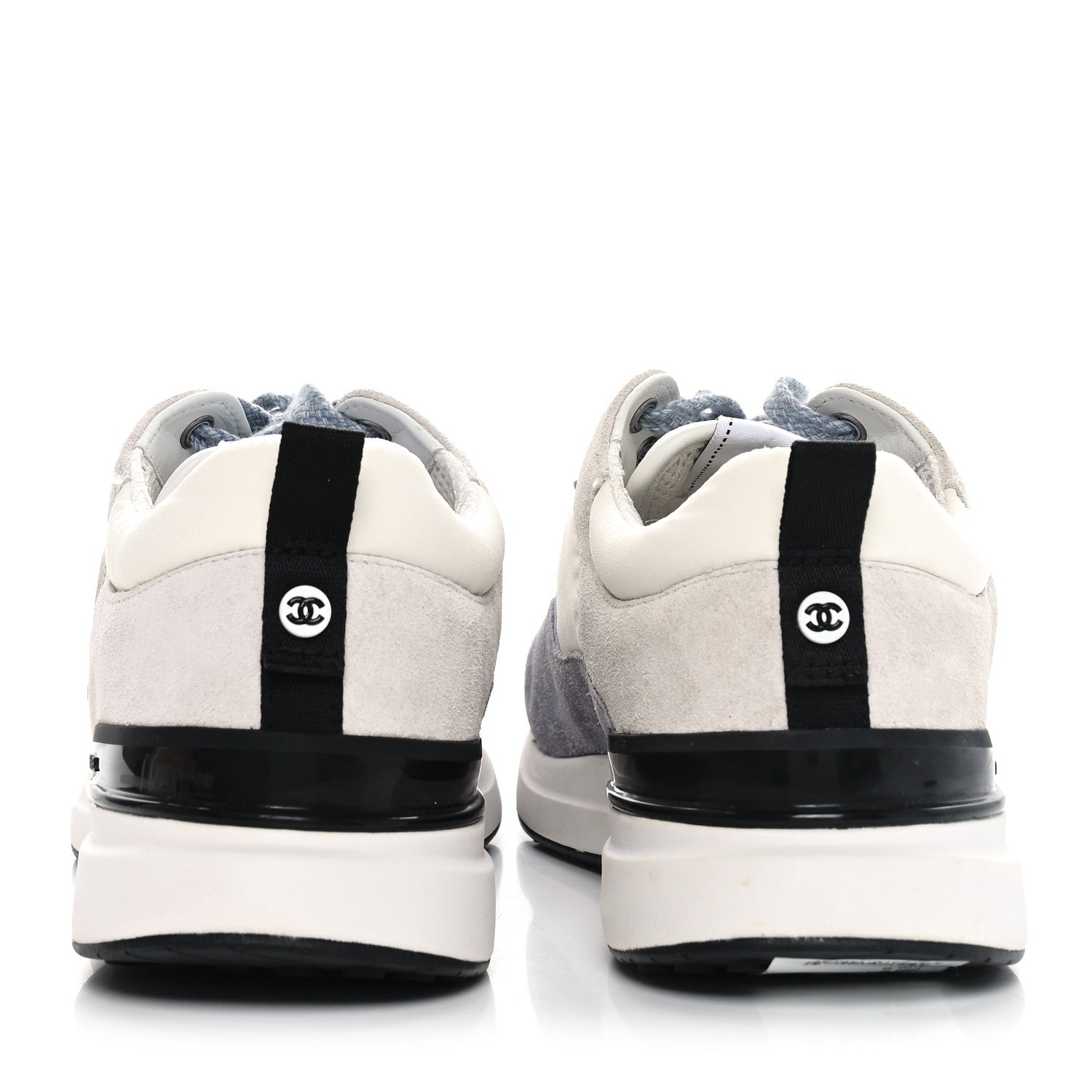 Fabric Suede Calfskin Logo Sneakers 41 White Light Gray