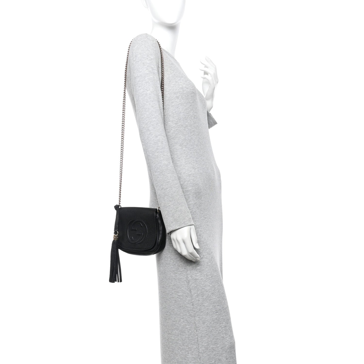Pebbled Calfskin Small Soho Flap Crossbody Black
