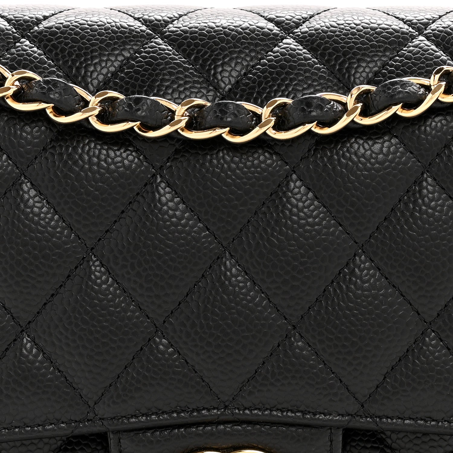 Caviar Quilted Medium Double Flap Black