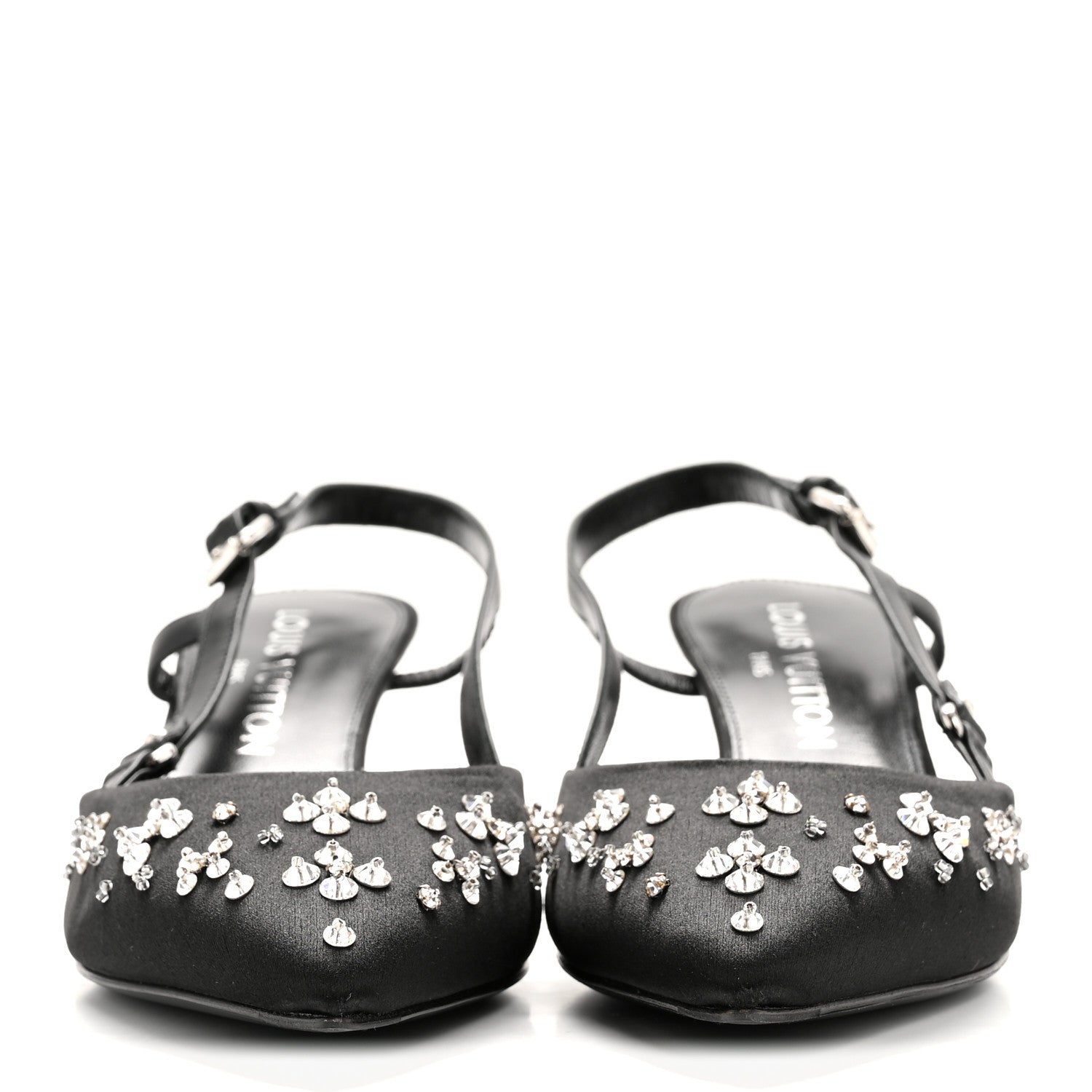 Satin Crystal Blossom Slingback Pump 36.5 Black