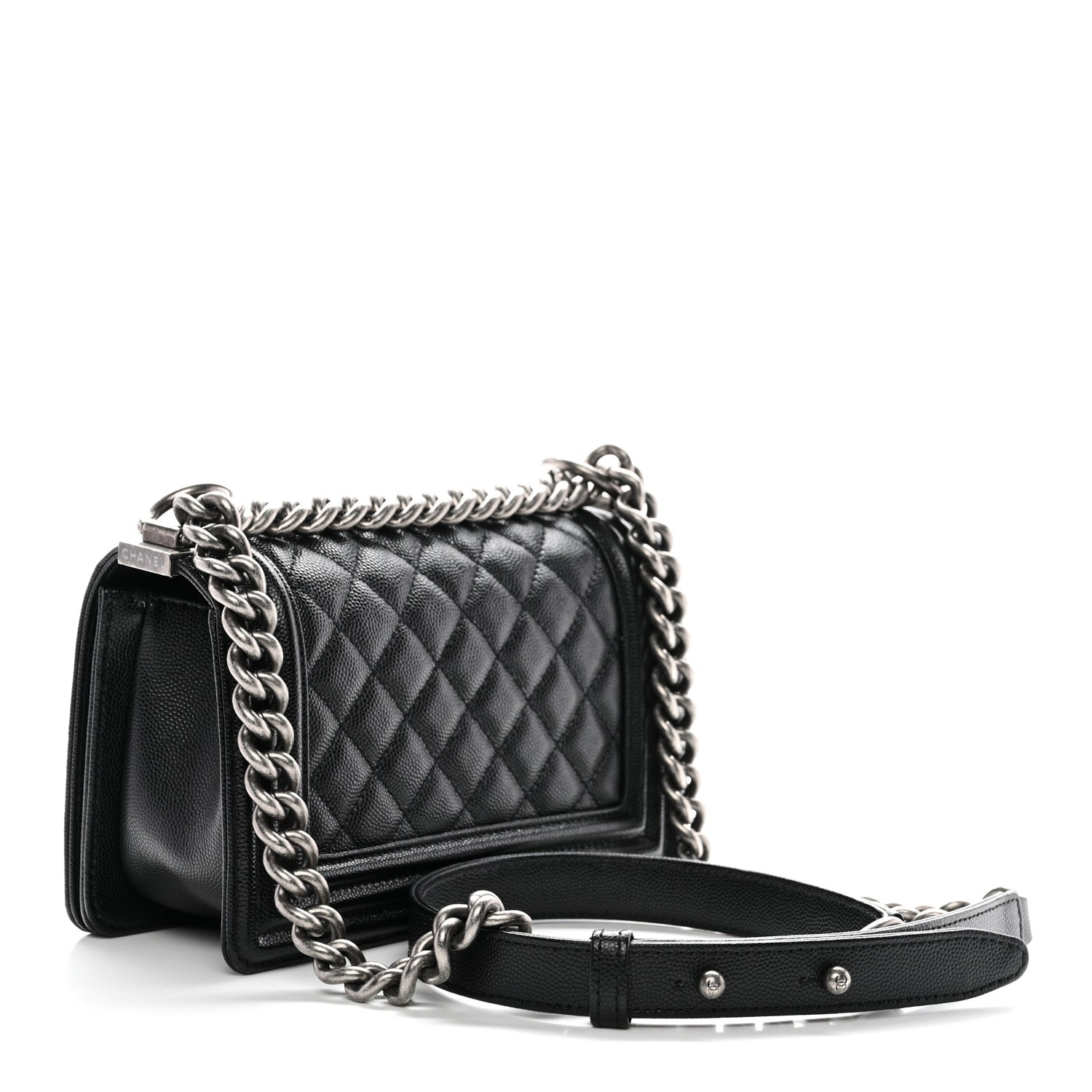 Caviar Quilted Small Boy Flap Black