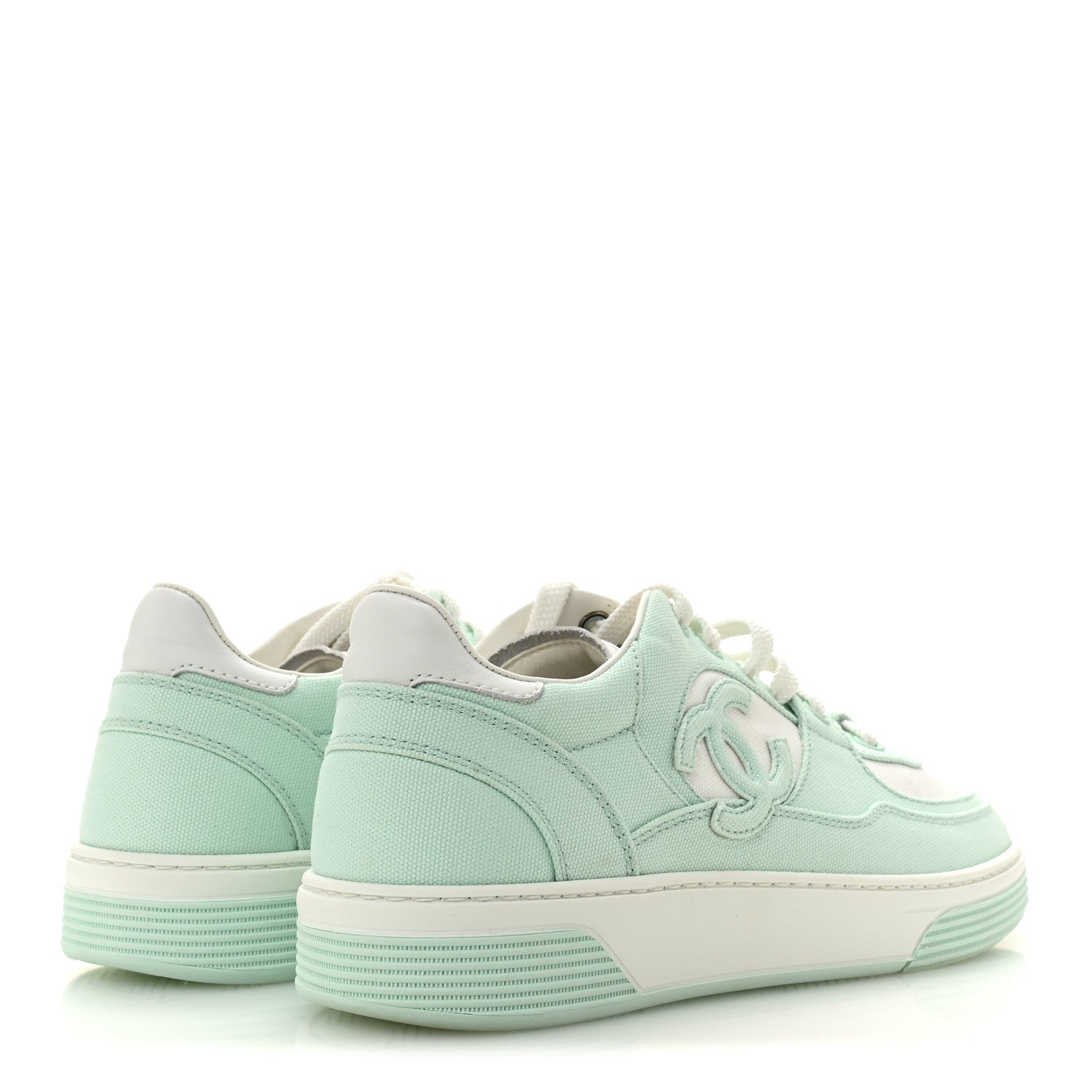 Cotton Sneakers 38.5 Light Turquoise White