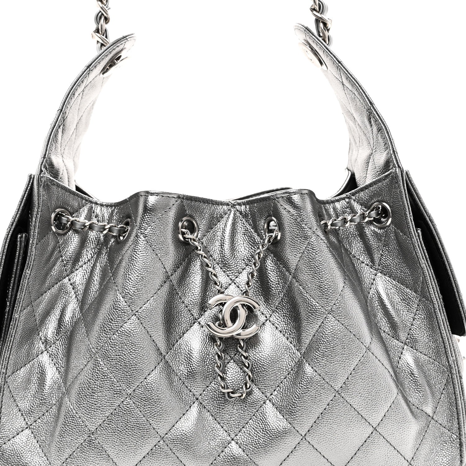 Metallic Caviar Quilted Small Chanel 25 Handbag Anthracite