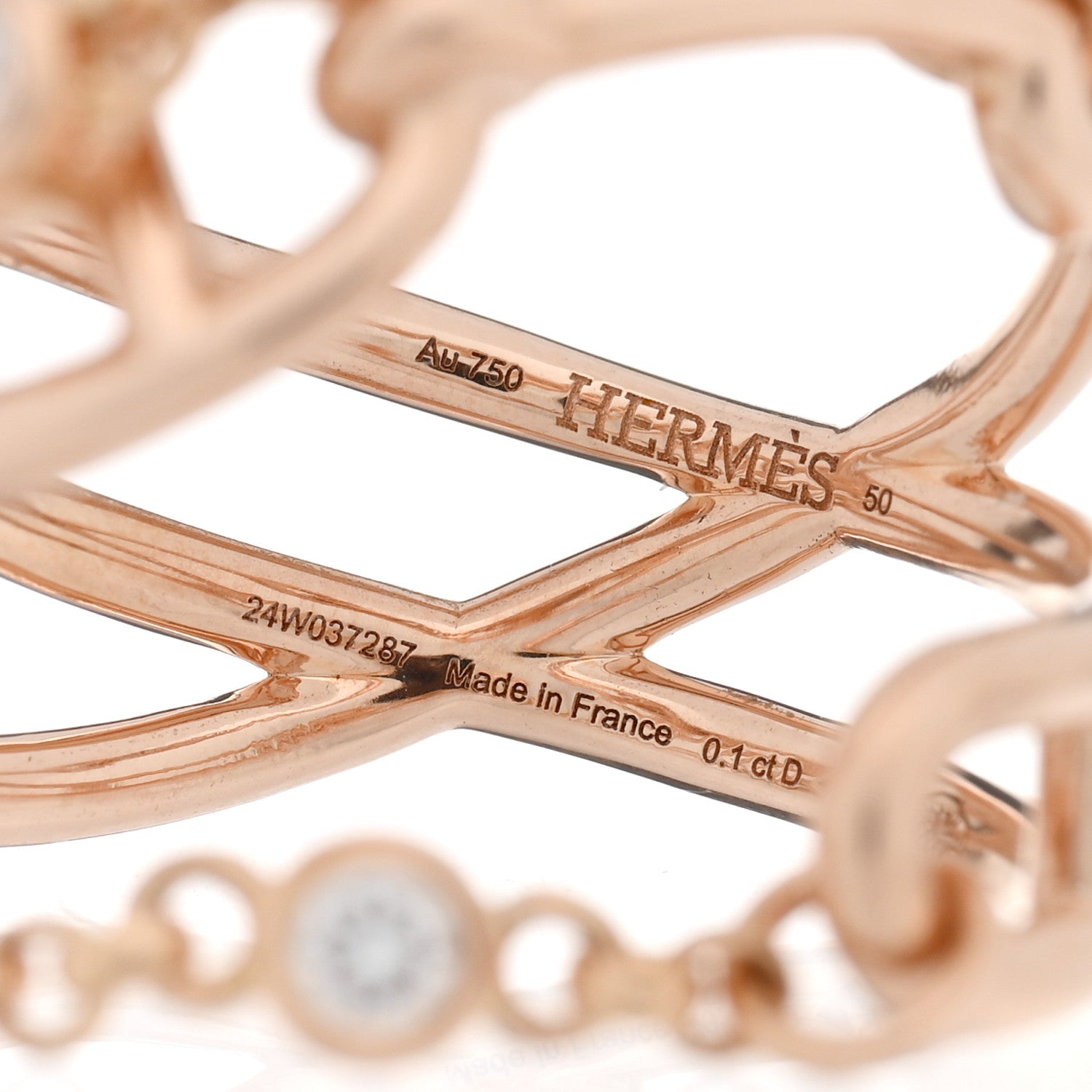 18K Rose Gold Diamond MM Chaine d'Ancre Chaos Ring 46 3.75