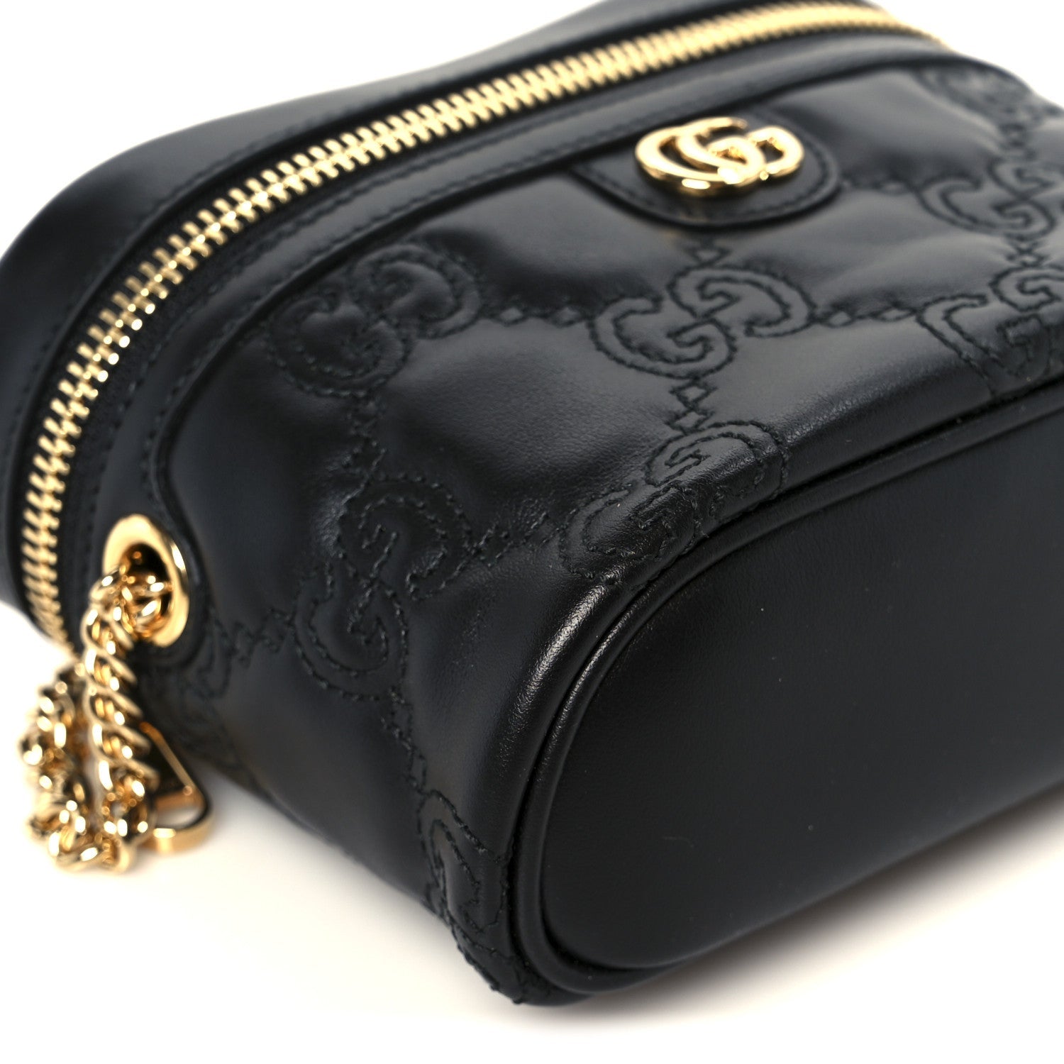 Calfskin GG Matelasse Mini Top Handle Bag Black