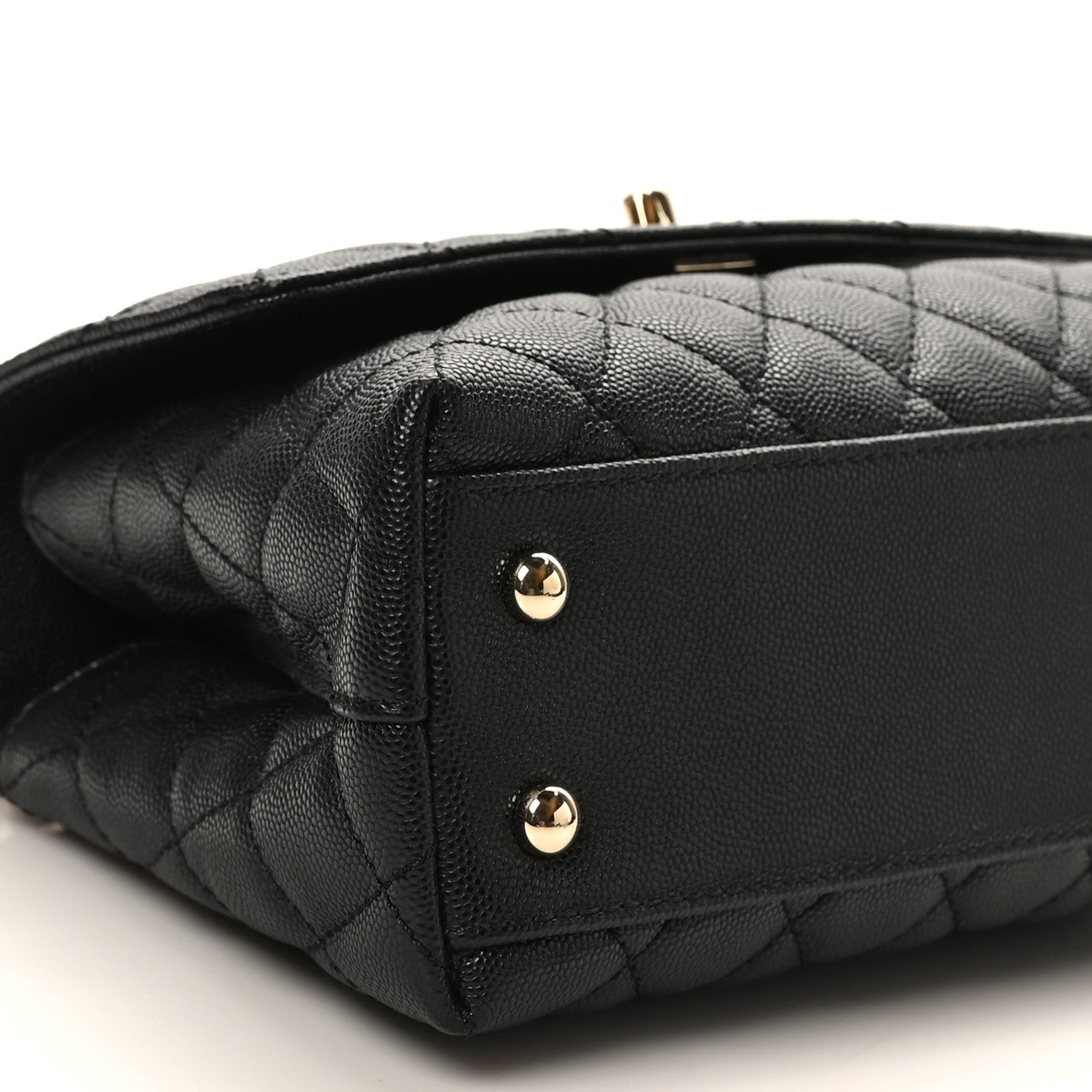 Caviar Quilted Mini Coco Handle Flap Black