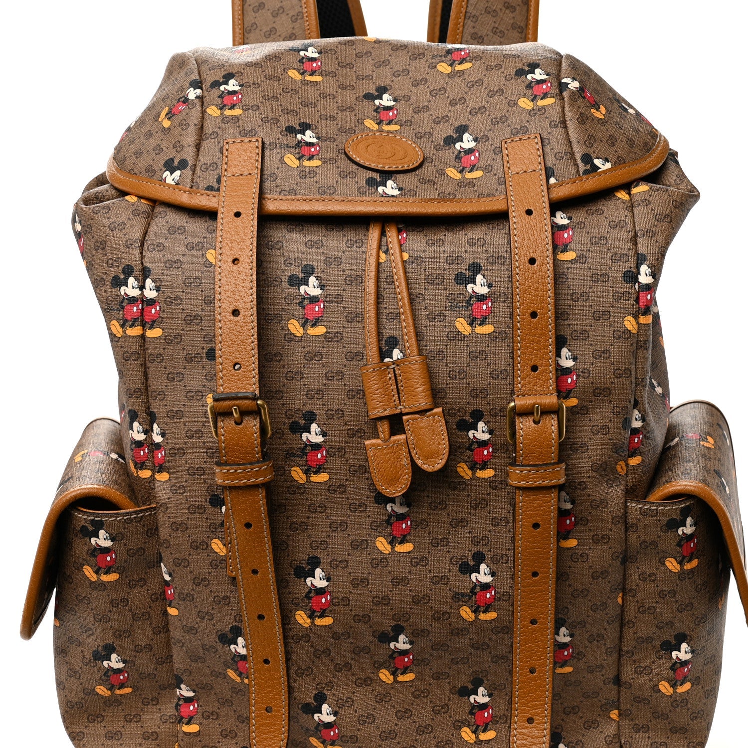 X DISNEY Mini Vintage GG Supreme Monogram Mickey Mouse Medium Backpack Beige Vintage Sun Oil