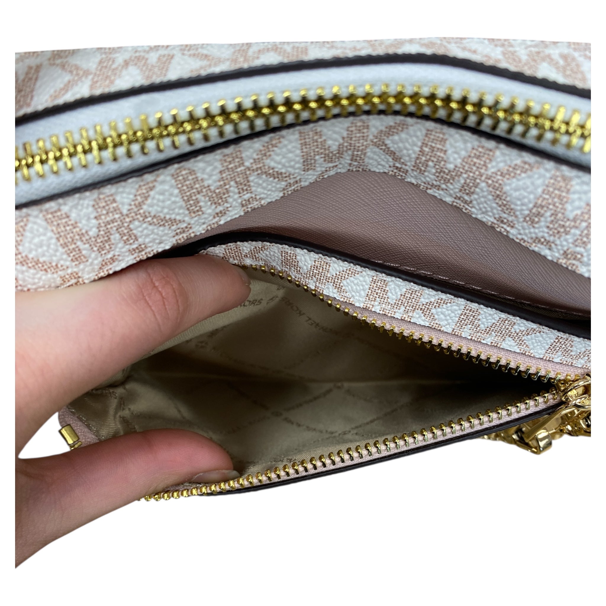 Handbag Designer By Michael Kors In Rose Gold, Size:Medium