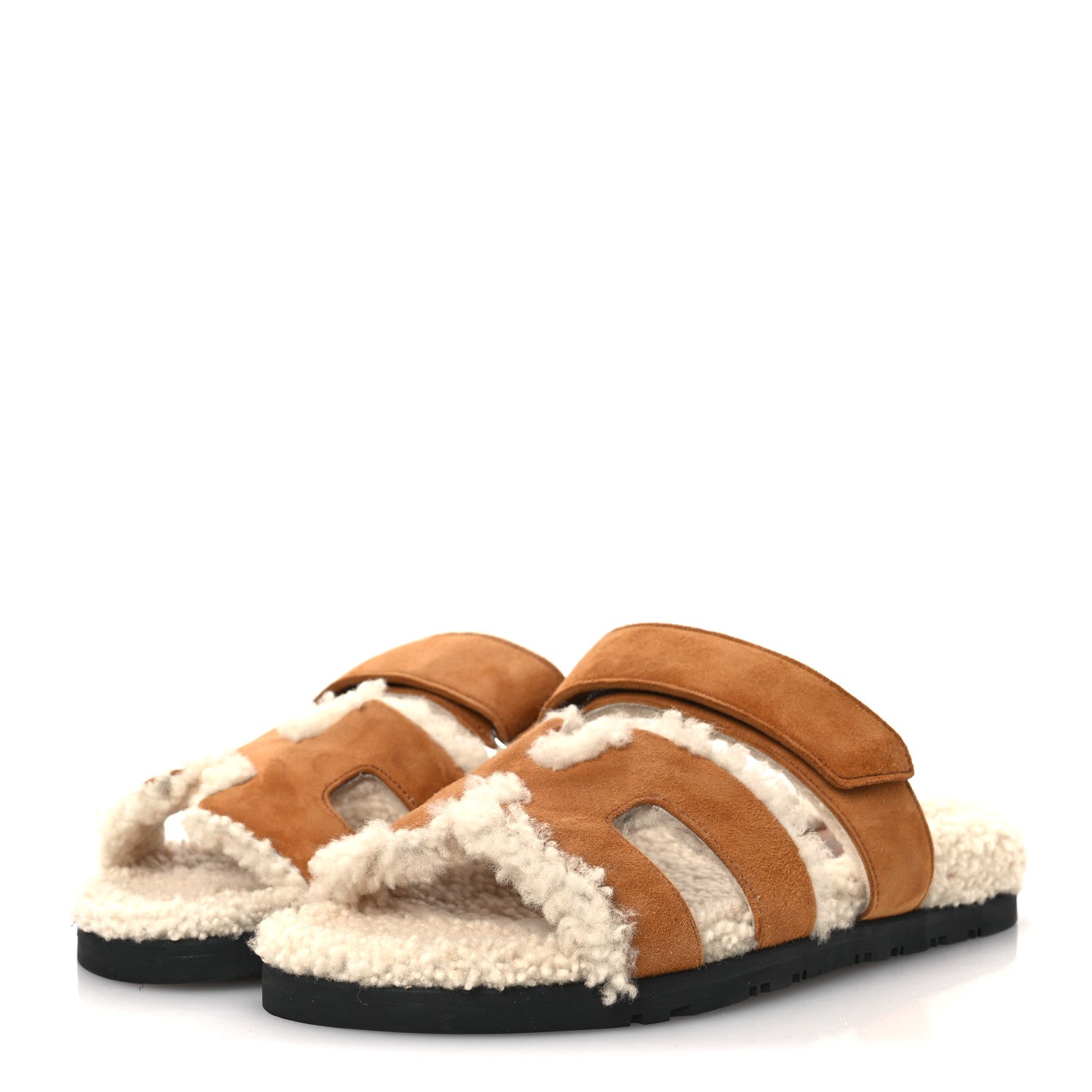 Suede Goatskin Woolskin Womens Chypre Sandals 37 Brun Fume Ecru