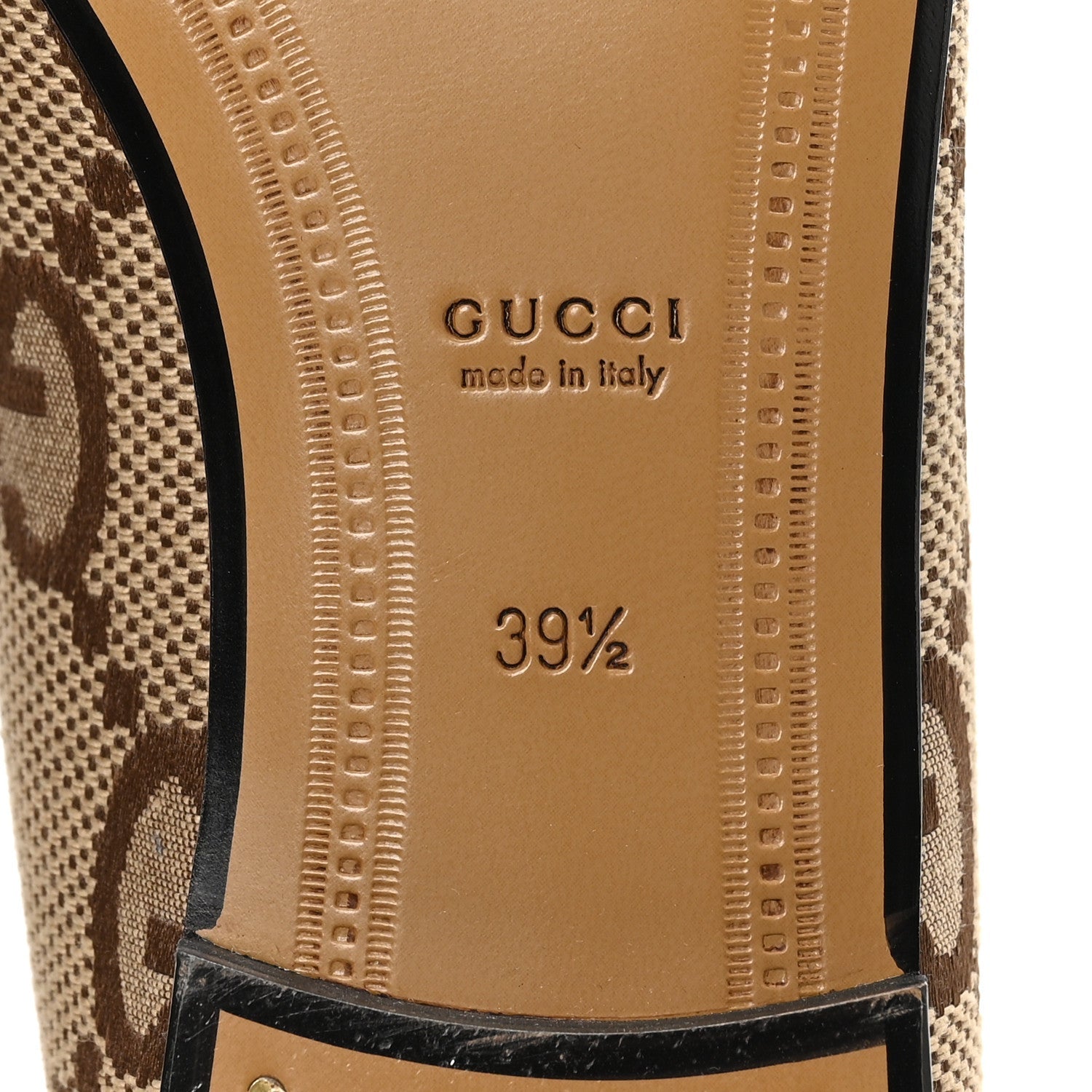 Monogram Jumbo GG Malaga Kid Horsebit Womens Jordaan Loafers 39.5 Camel Ebony New Acero Beige