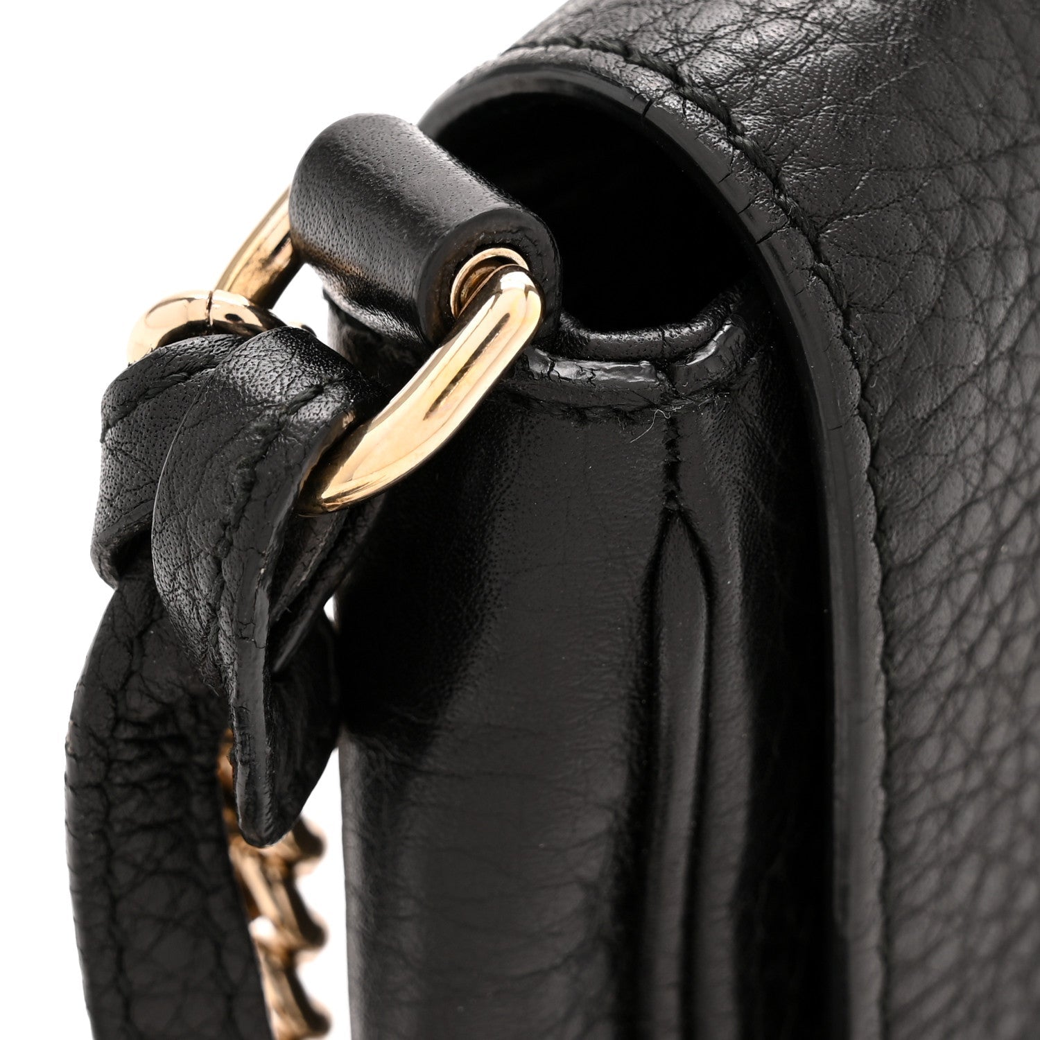 Pebbled Calfskin Small Soho Flap Crossbody Black