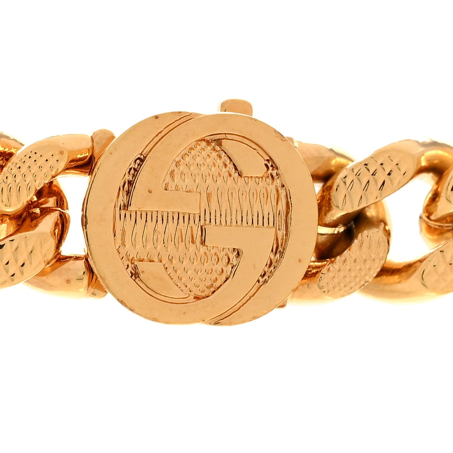 Metal Interlocking G Curb Chain Necklace Gold