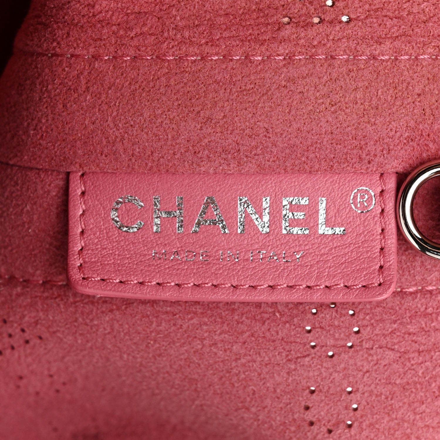 Calfskin Tweed Small Logo Eyelets Shopping Tote Pink