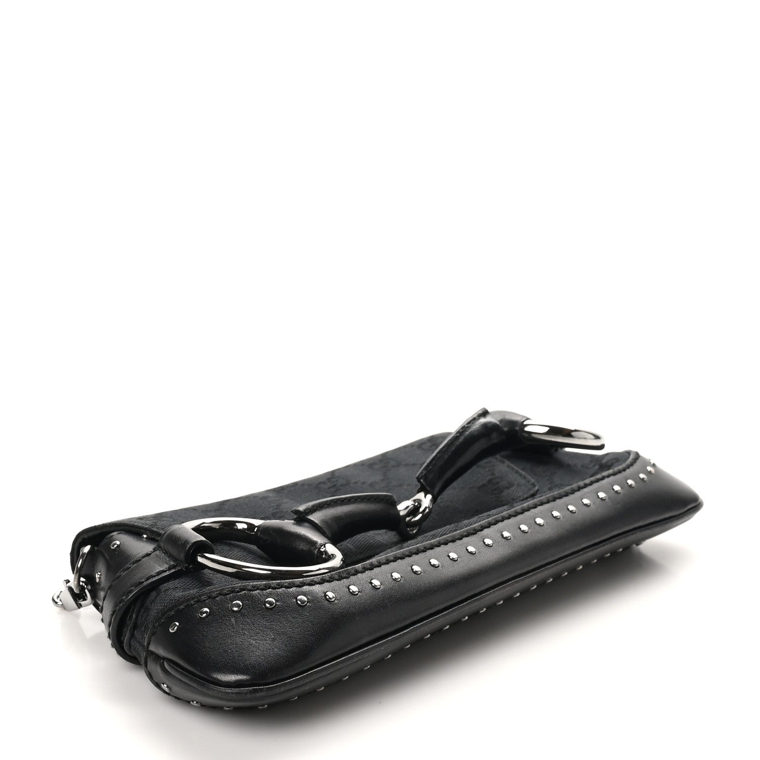Monogram Studded Horsebit Clutch Black