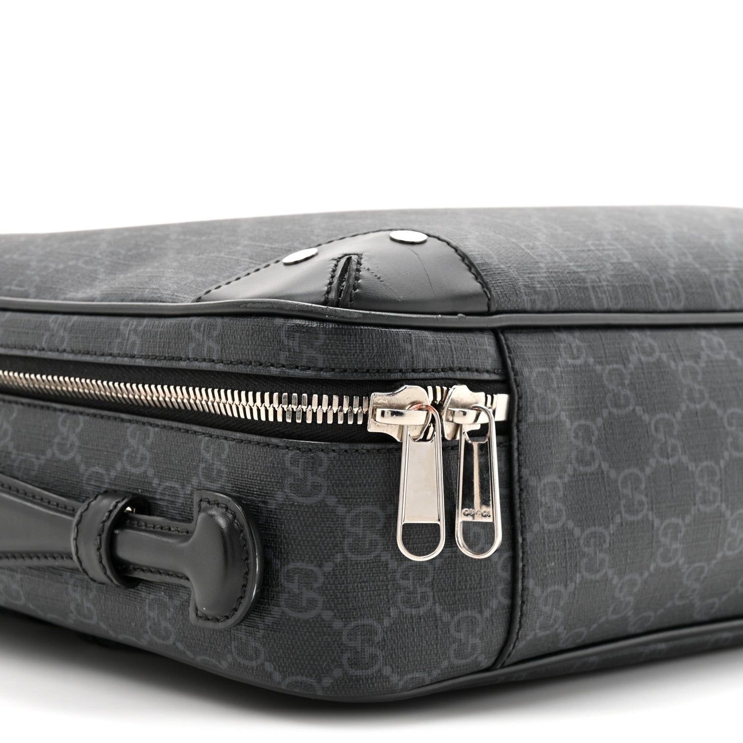 GG Supreme Monogram Briefcase Backpack Black Grey