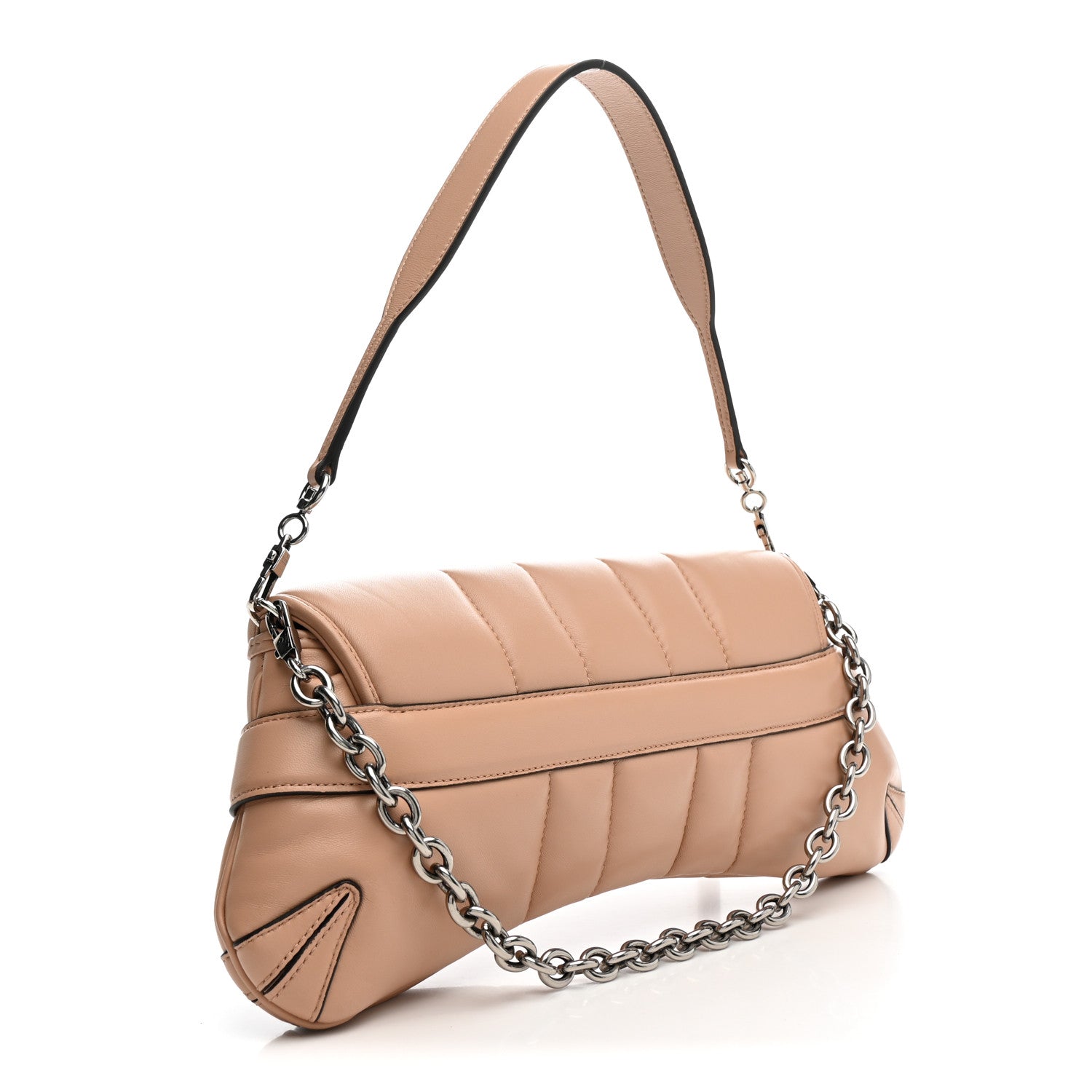 Nappa Vertical Matelasse Medium Maxi Horsebit Chain Shoulder Bag Pink Sand