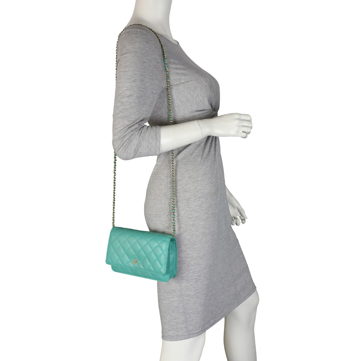 Chanel Classic Wallet on Chain | Sea Foam Green