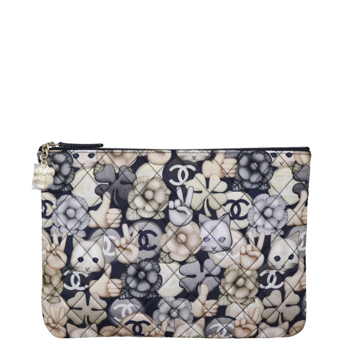 Chanel Quilted Medium Cat Emoticon Cosmetic Case