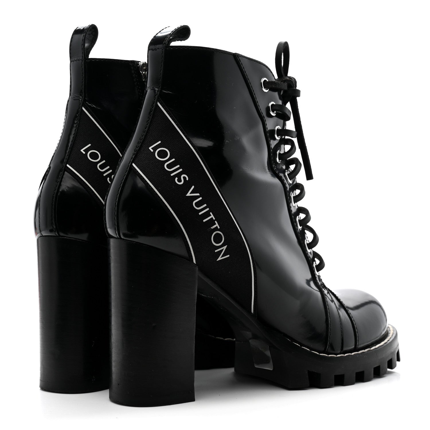 Glazed Calfskin Star Trail Ankle Boots 40 Black
