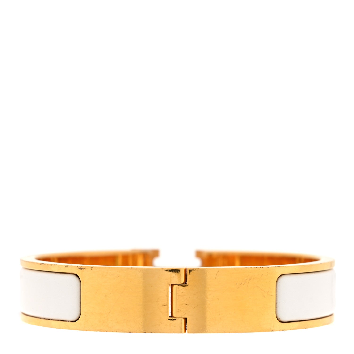 Enamel Narrow Clic Clac H Bracelet PM White