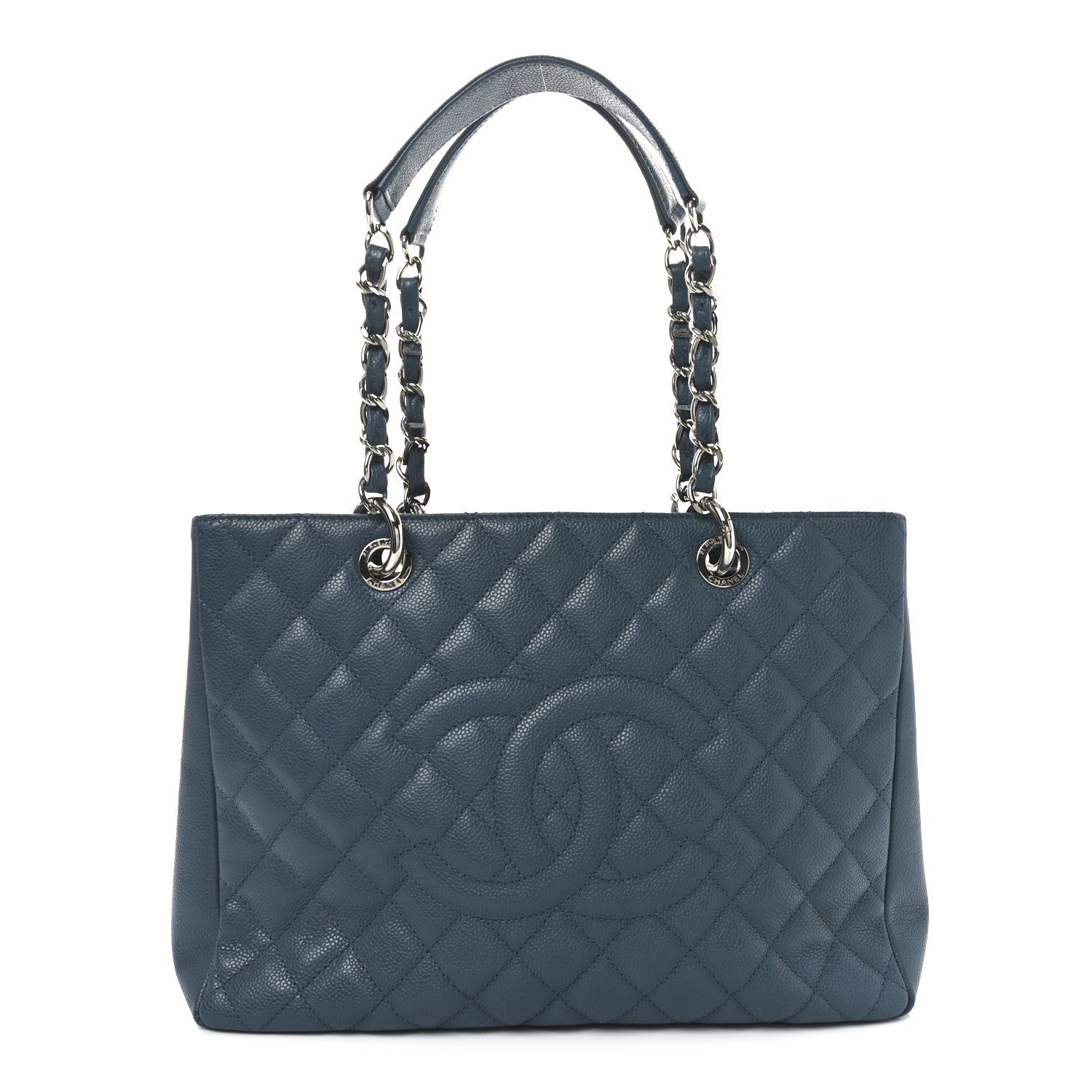 Caviar Quilted Grand Shopping Tote GST Dark Blue