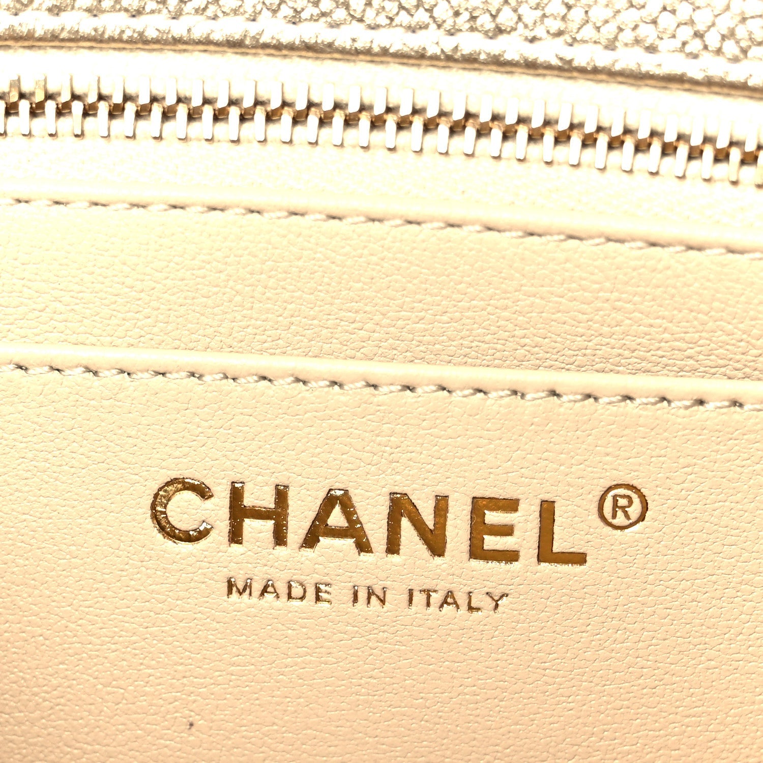 Metallic Caviar Quilted Medium CC Slide Flap Light Gold