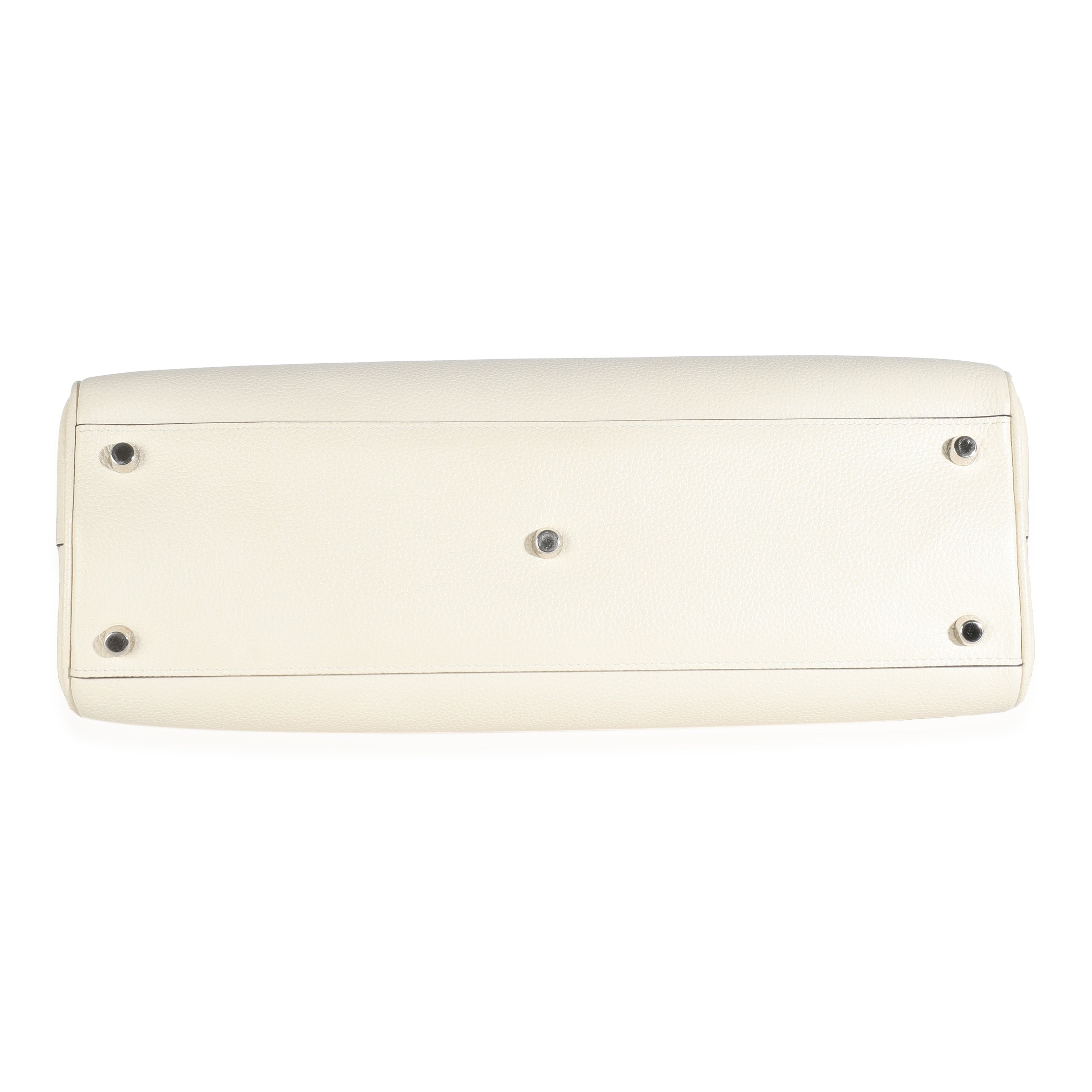 Mystic White Grainy Calfskin Medium Zumi Top Handle Bag